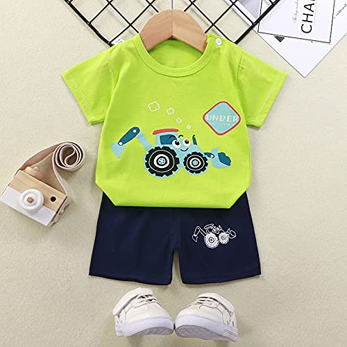 Toddler Baby Boy Clothes Set - Cute Excavator Print Short Sleeve Top & Shorts Outfit for Summer | Playtime, Daycare & Outdoor Adventures