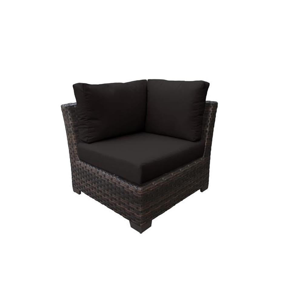 TK Classics Kathy Ireland River Brook 7-Piece Black Wicker Patio Furniture Set - Outdoor Dining & Lounge Set for Garden, Poolside, and Backyard Relaxation