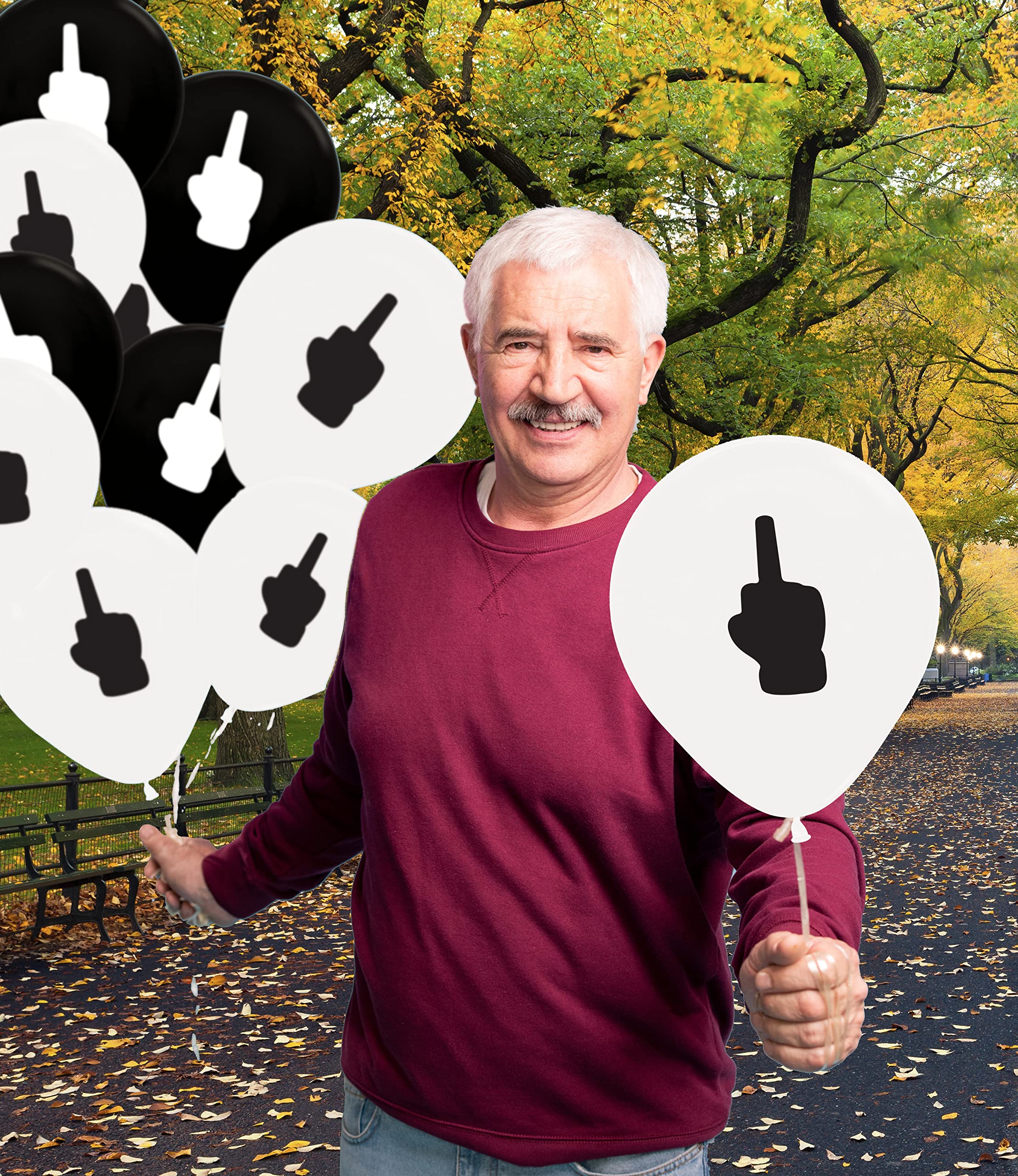 ROFLmart 16pcs Black Middle Finger Balloons - Funny Fuck You Party Decorations for Adults - Perfect for Bachelorette Parties, Birthday Gags & Office Pranks