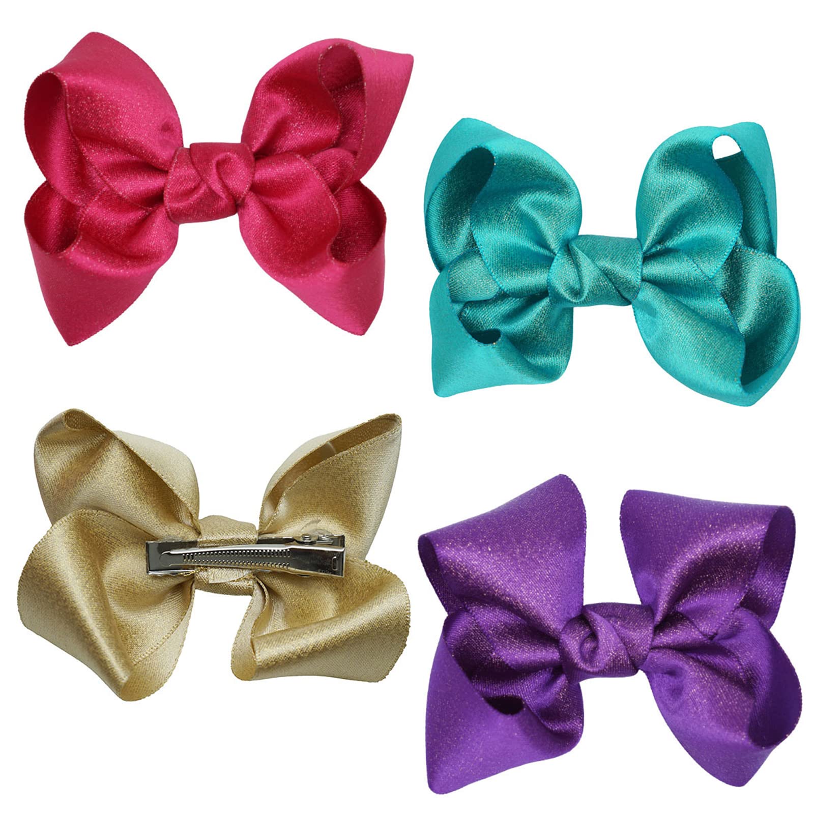 3 Inch Baby Girl Hair Bows Clips - Light Gold Hair Accessories for Toddlers & Kids - Set of 2 - Perfect for Parties, School, and Everyday Wear