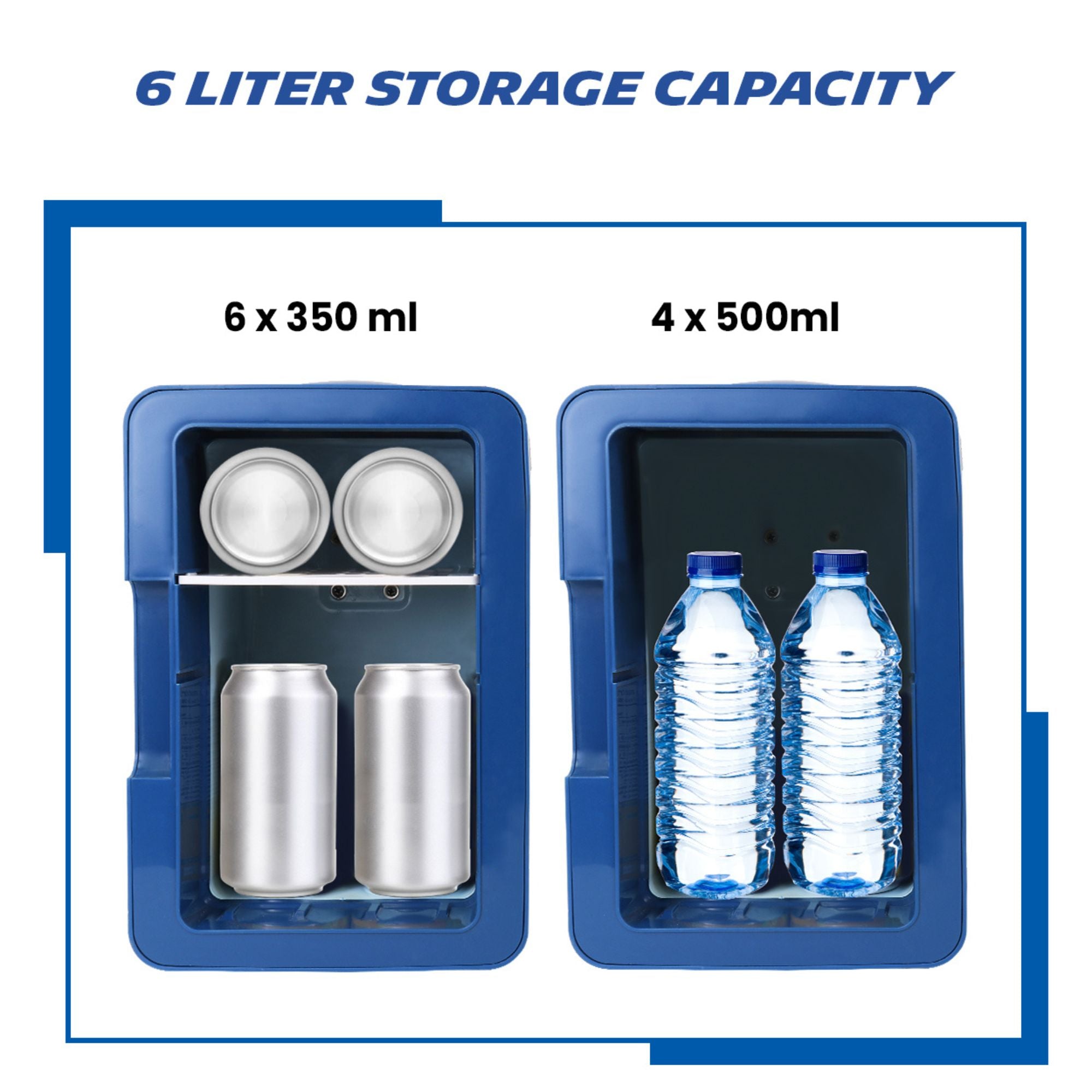 Michelin 6 Can Mini Fridge with LED Light - 6L (6.3 qt) Portable Cooler for Travel, Home & Office - Compact Refrigerator with 12V DC/AC Power - Ideal for Dorm, Garage, Workshop & Truck Use