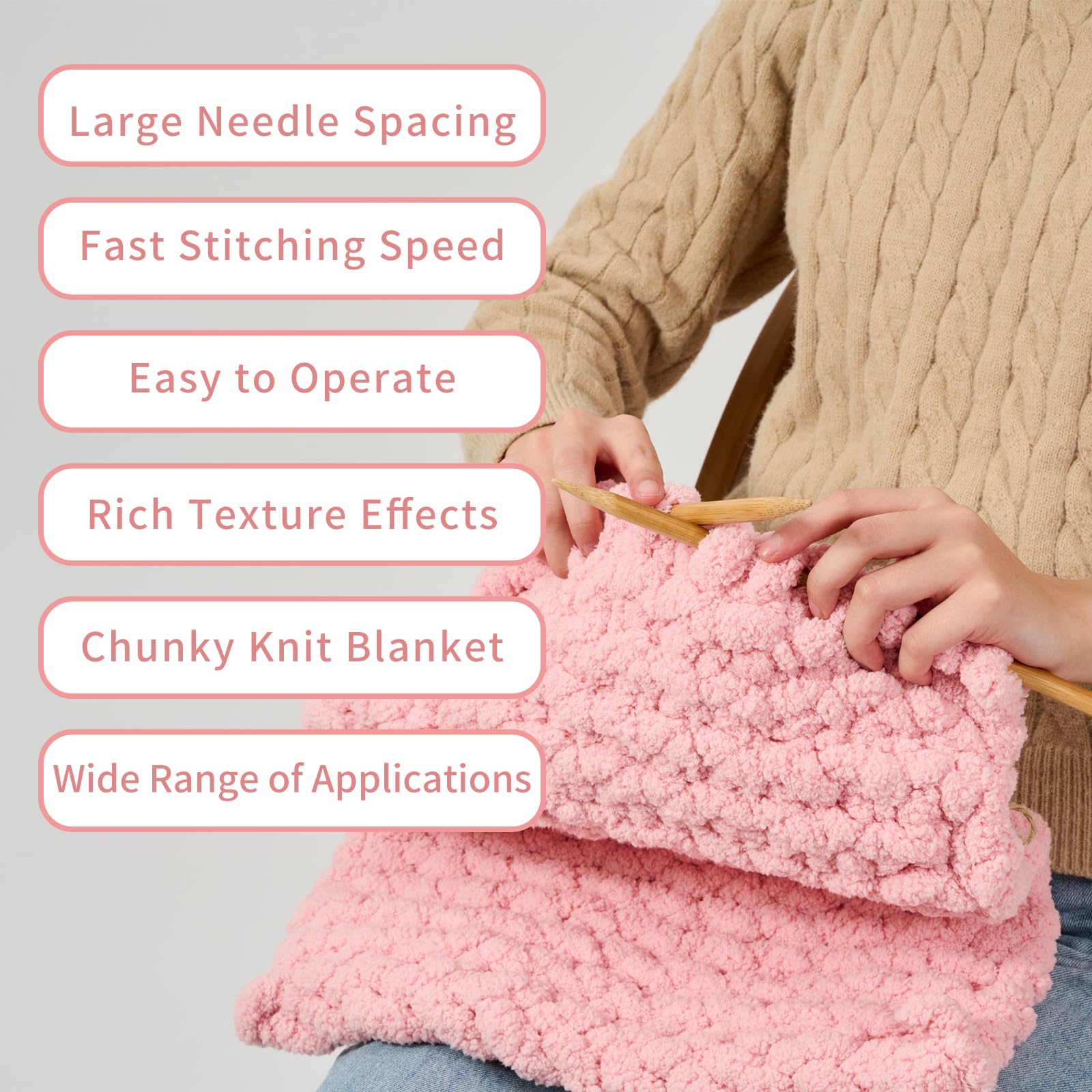 Soft Chunky Chenille Yarn for Arm Knitting - Ivory Thick Blanket Yarn (6-Pack) | DIY Hand Knit Cozy Blankets, Scarves & Home Decor | Perfect for Winter Crafts & Gift Making