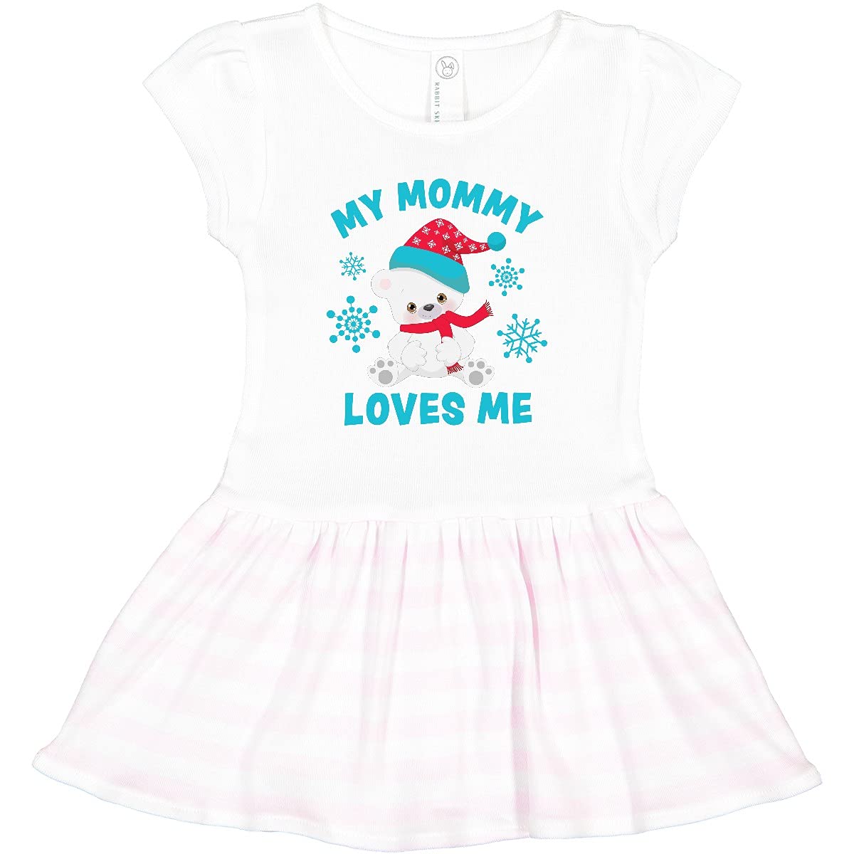 Polar Bear 'My Mommy Loves Me' Santa Hat Toddler Dress - Cute Christmas Outfit for Baby Girls & Toddlers - Perfect for Holiday Photos, Family Gatherings & Festive Celebrations