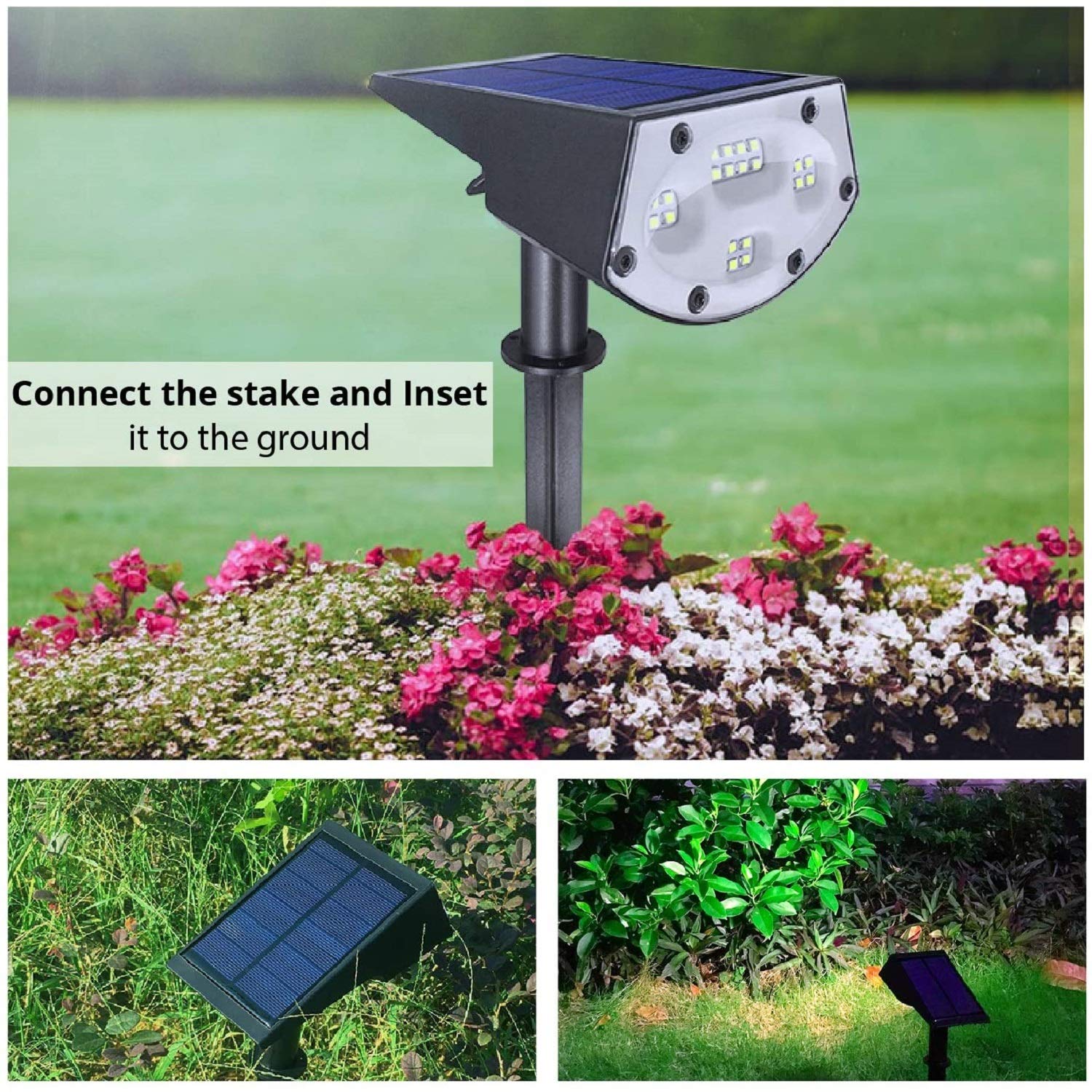 20 Pack WBM Smart Solar Landscape Spotlights - IP65 Waterproof Wireless Outdoor Solar Lights for Yard, Garden, Driveway, Porch - Energy Efficient LED Solar Powered Wall Lights for Pathway & Patio Lighting