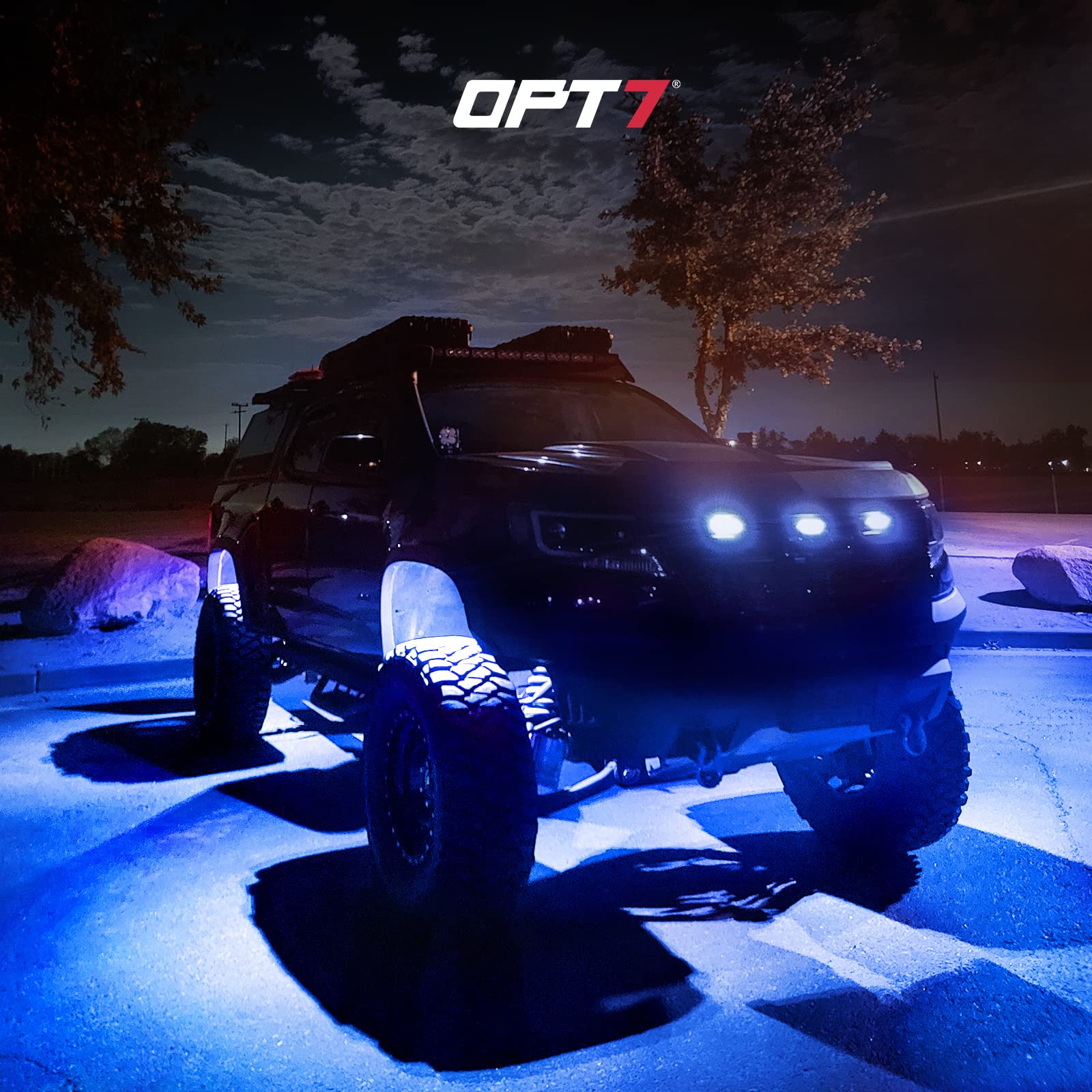 OPT7 Photon RGB LED Magnet Rock Lights - 8 Pods Multicolor Underglow Lighting Kit with APP & Remote Control, IP68 Waterproof for Offroad Vehicles (Truck, Jeep, RZR, ATV, UTV) - Perfect for Night Offroading, Car Shows & Custom Vehicle Lighting