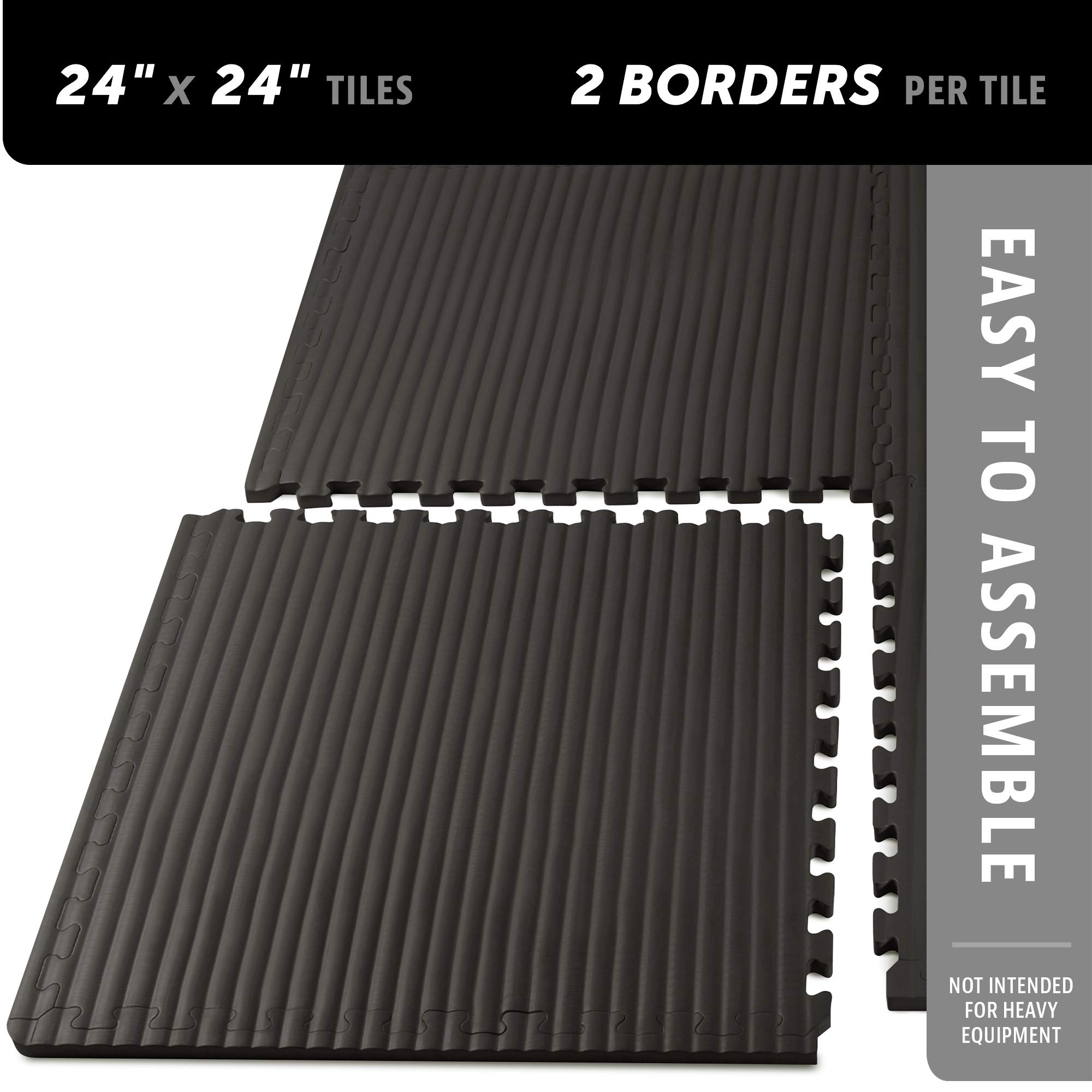 3/4 Inch Thick EVA Foam Martial Arts Exercise Mats - Interlocking Tatami Pattern Floor Tiles for Home Gym, MMA Training, Yoga & Anti-Fatigue - 24