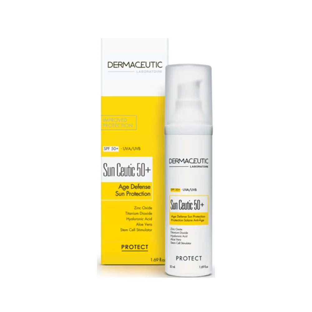 DERMACEUTIC Sun Ceutic 50+ SPF50+ Facial Sunscreen with Active Ingredients, 50ml - Daily UV Protection for Sensitive Skin & Anti-Aging Care