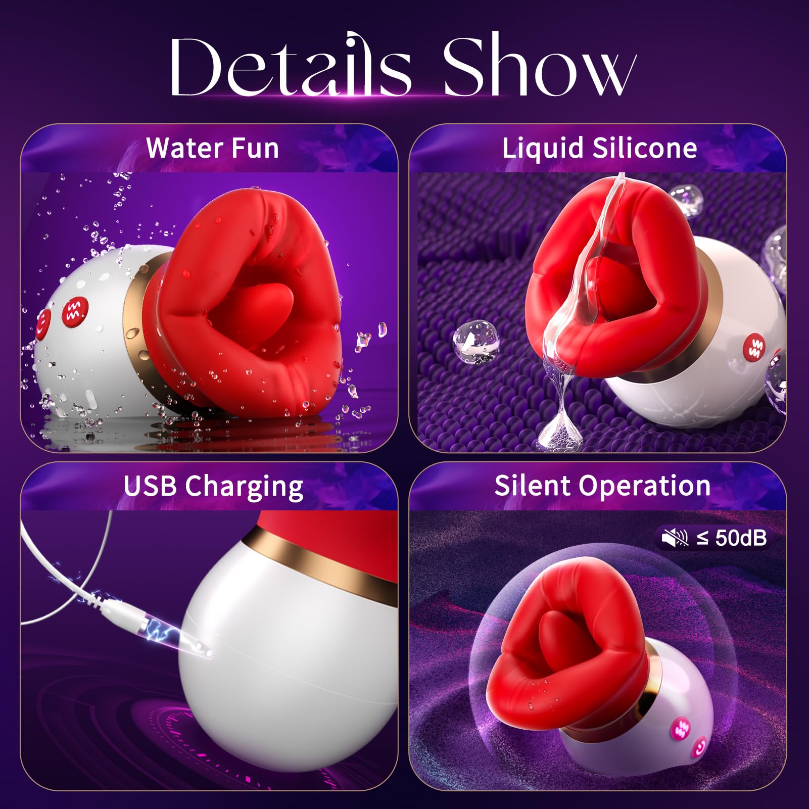 3-in-1 Mouth-Shaped Sucking Vibrator for Women - 10 Tongue Licking Modes, Clit & Nipple Suction, G-Spot Stimulation | Rechargeable Adult Sex Toy for Couples & Solo Play | Perfect for Bedroom Fun, Anniversary Gifts & Romantic Nights