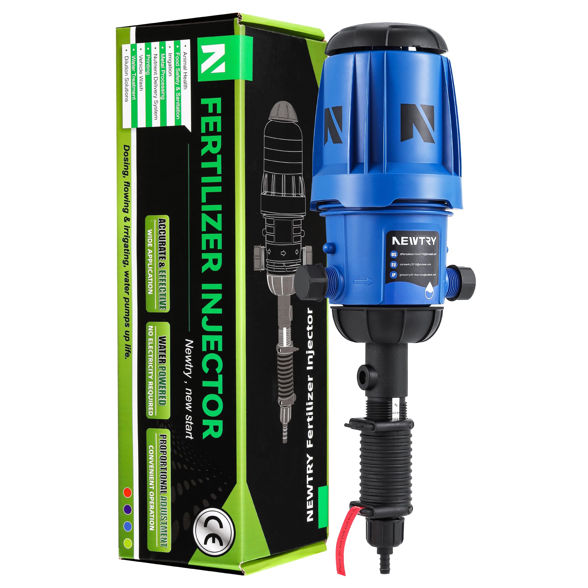 NEWTRY 0.4%-4% Adjustable Fertilizer Injector for Drip Irrigation System | 3/4'' NPT Water Powered Liquid Dosing Pump | Perfect for Garden, Greenhouse, Hydroponics, Farm & Grow Tent | Boost Plant Growth with Precise Nutrient Delivery