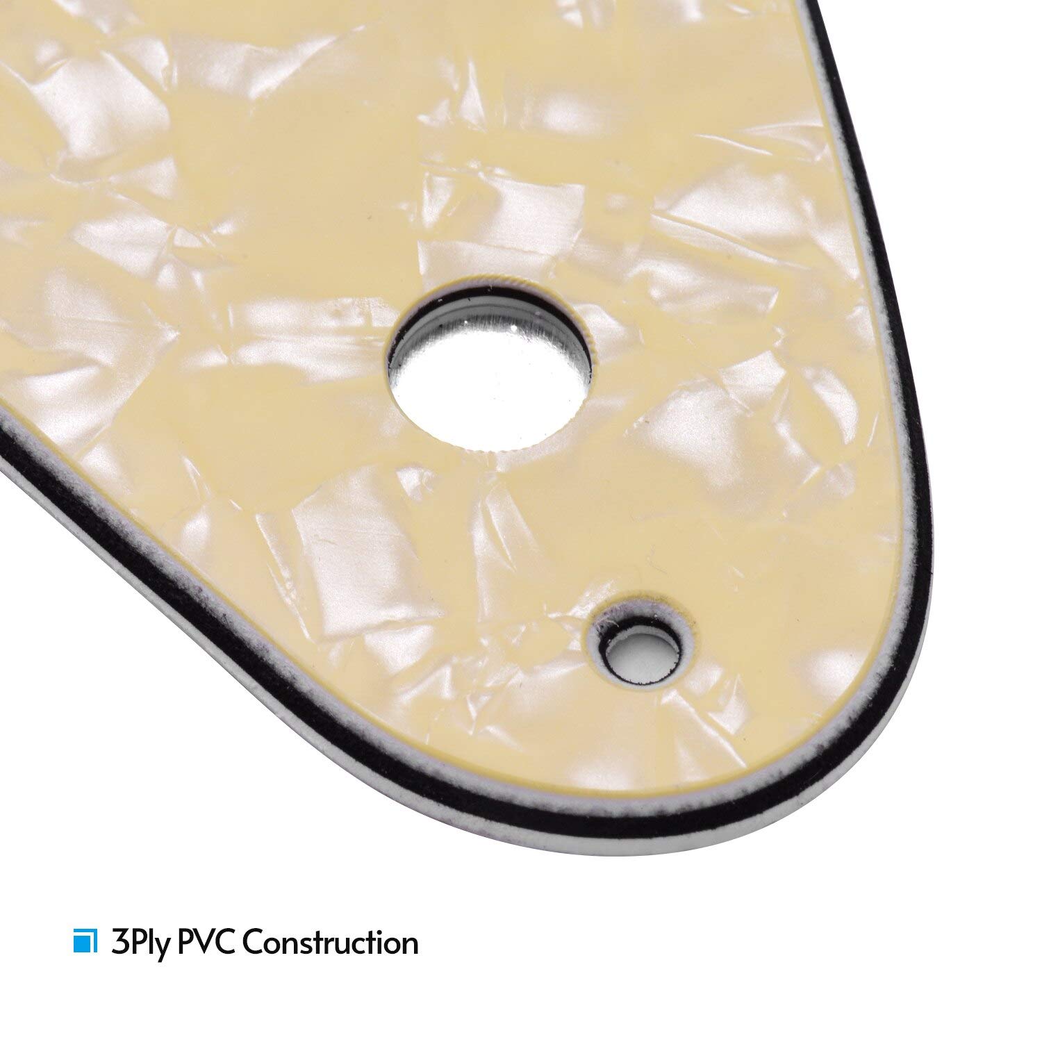 8 Hole Guitar Pickguard Set - 3 Ply White Pearl Pickguard with Backplate Screws for ST Style Guitars | Replacement Part for Electric Guitar DIY & Repair | Perfect for Rock, Blues & Studio Performances