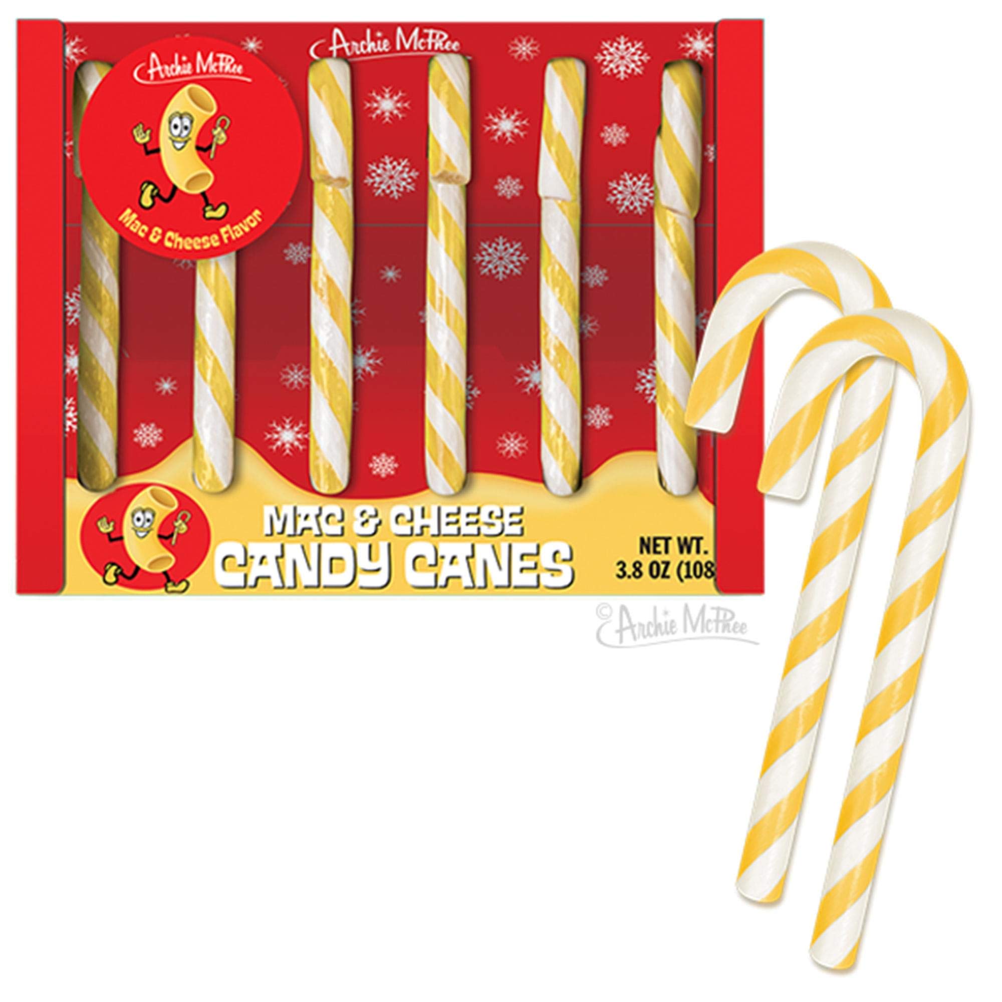 Accoutrements Mac & Cheese Flavored Candy Canes - Fun Holiday Treats for Christmas Stockings & Gift Exchanges