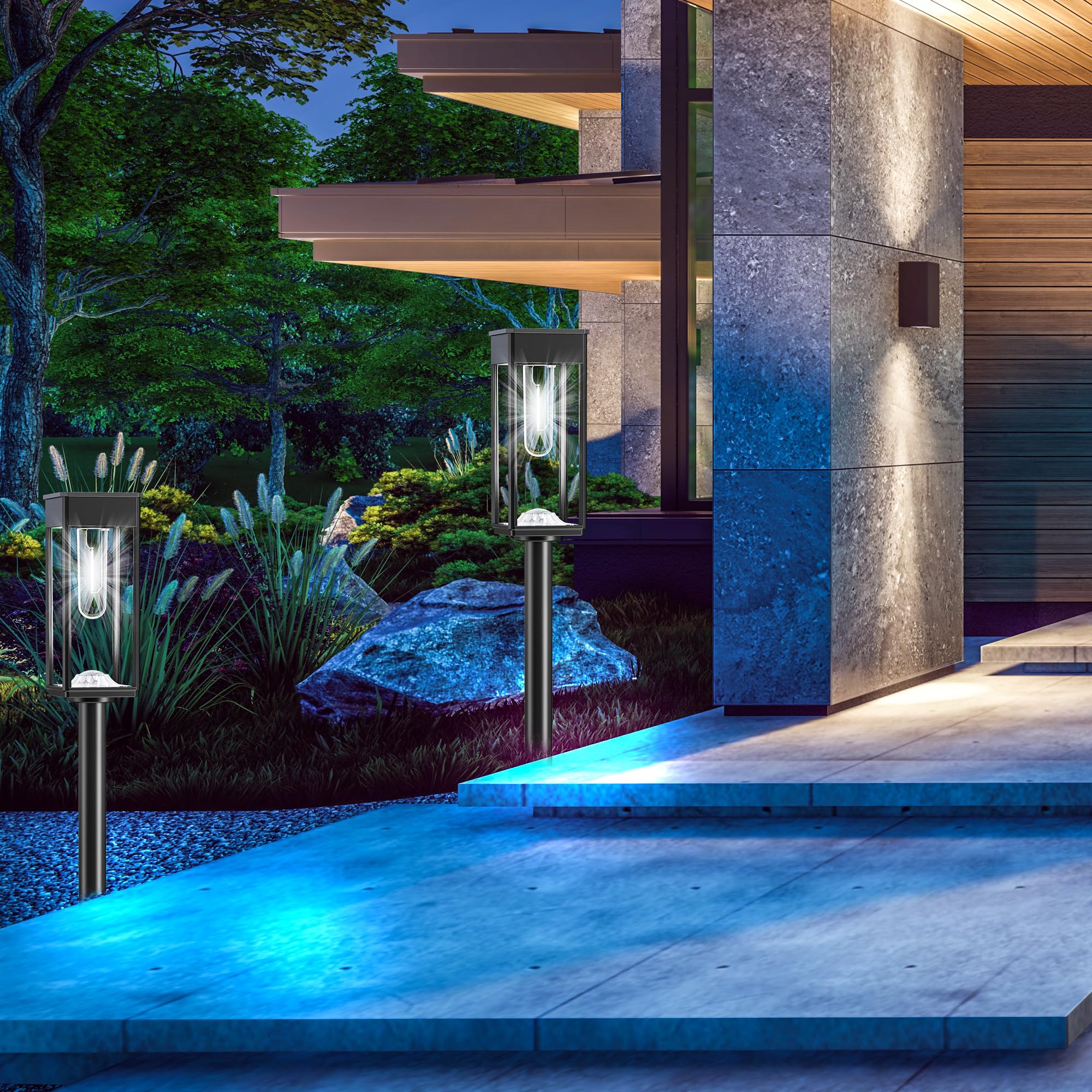 8 Pack Solar Pathway Lights Outdoor - 12Hrs Waterproof IP65 Solar Powered Walkway Lights for Yard, Garden, Sidewalk (Cool White) - Perfect for Driveways, Patios & Landscaping