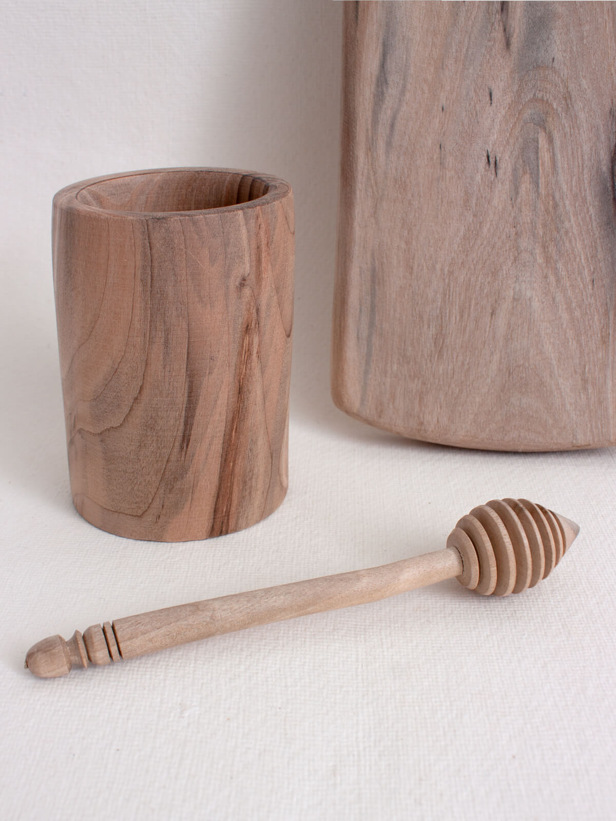 Premium Walnut Wood Honey Dipper Set - Natural Wooden Honey Stirrer for Tea, Coffee & Baking - Handcrafted Kitchen Utensil Gift Set