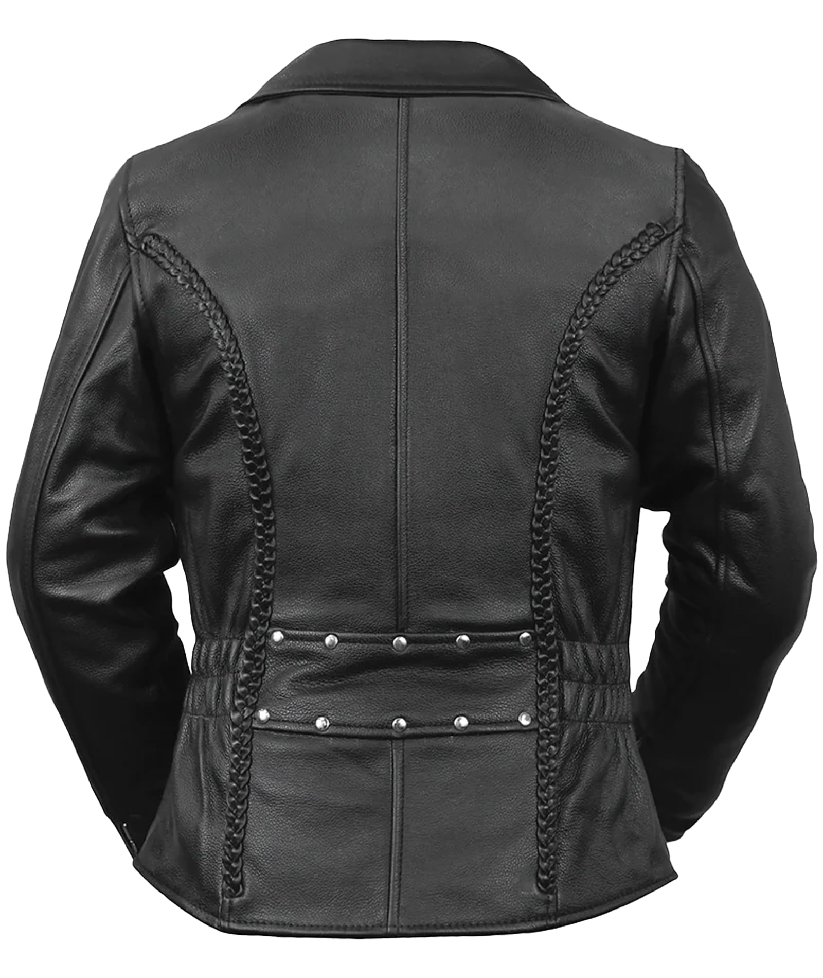 First Mfg Co - Allure - Women's Black Leather Motorcycle Jacket for Biker Riding | Stylish & Durable Biker Jacket for Women | Perfect for Motorcycle Rides, Casual Outfits & Night Out