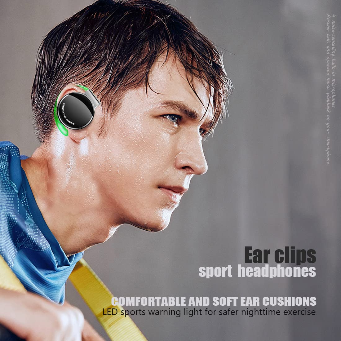 Open Ear Bluetooth Headphones Wireless 5.3 - Clip On Sports Earbuds with Microphone, Over Ear Hooks for Running, Cycling, Gym Workouts & Outdoor Activities