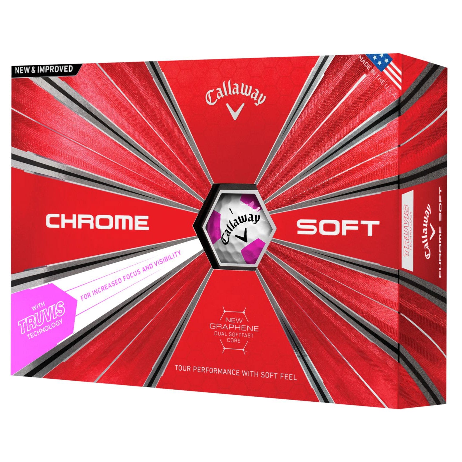 Callaway Chrome Soft Truvis Pink Golf Balls - 12 Pack | High Performance Golf Balls for Distance & Control | Perfect for Tournaments & Practice Rounds