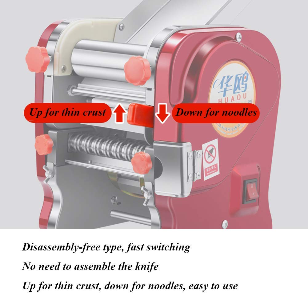 TOPCHANCES 110V Electric Pasta Maker Machine - Automatic Noodle Press with 3mm/9mm Blades for Spaghetti, Lasagna & Tagliatelle | 220mm Wide Pasta Cutter with Clamp | Perfect for Italian Cuisine, Home Cooking & Restaurant Use