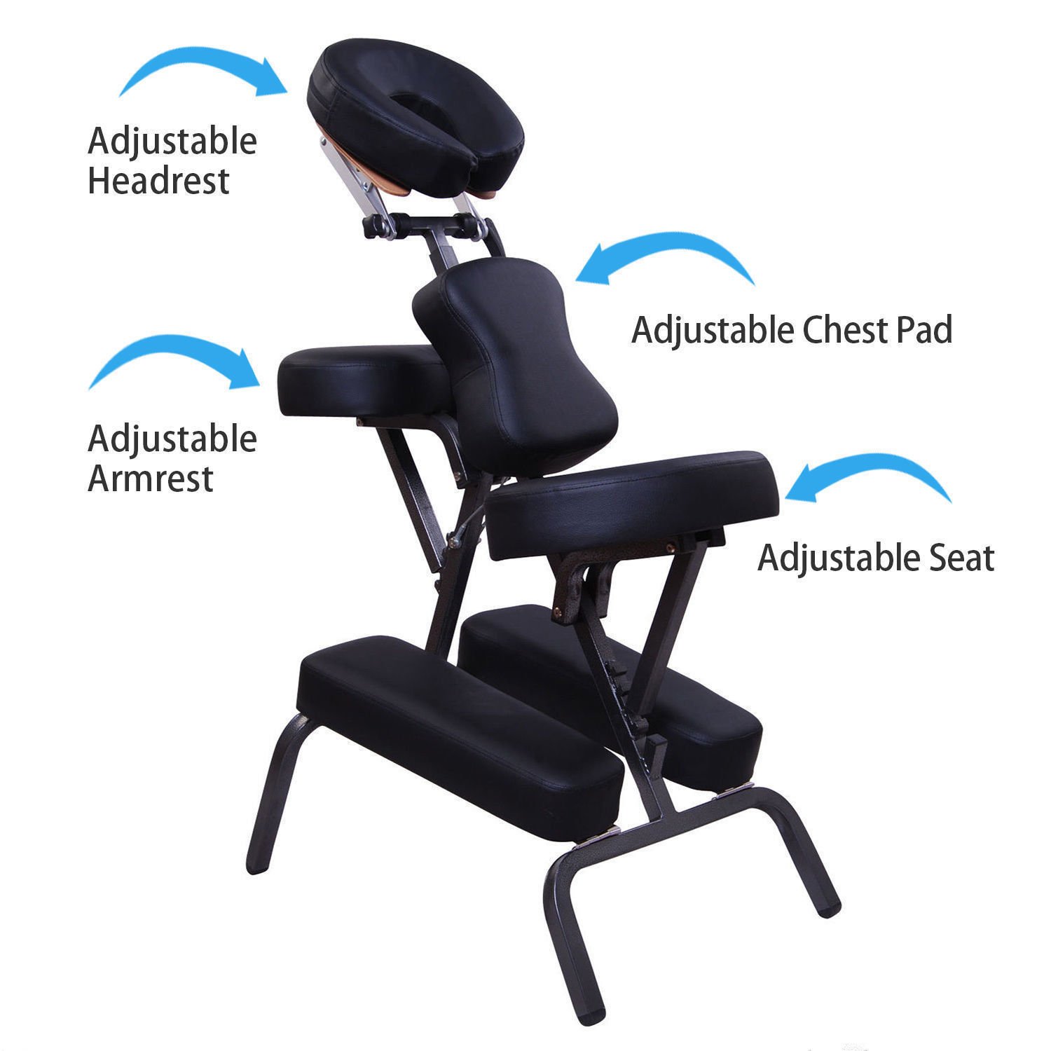Portable PU Leather Tattoo Chair with Adjustable Backrest - 44