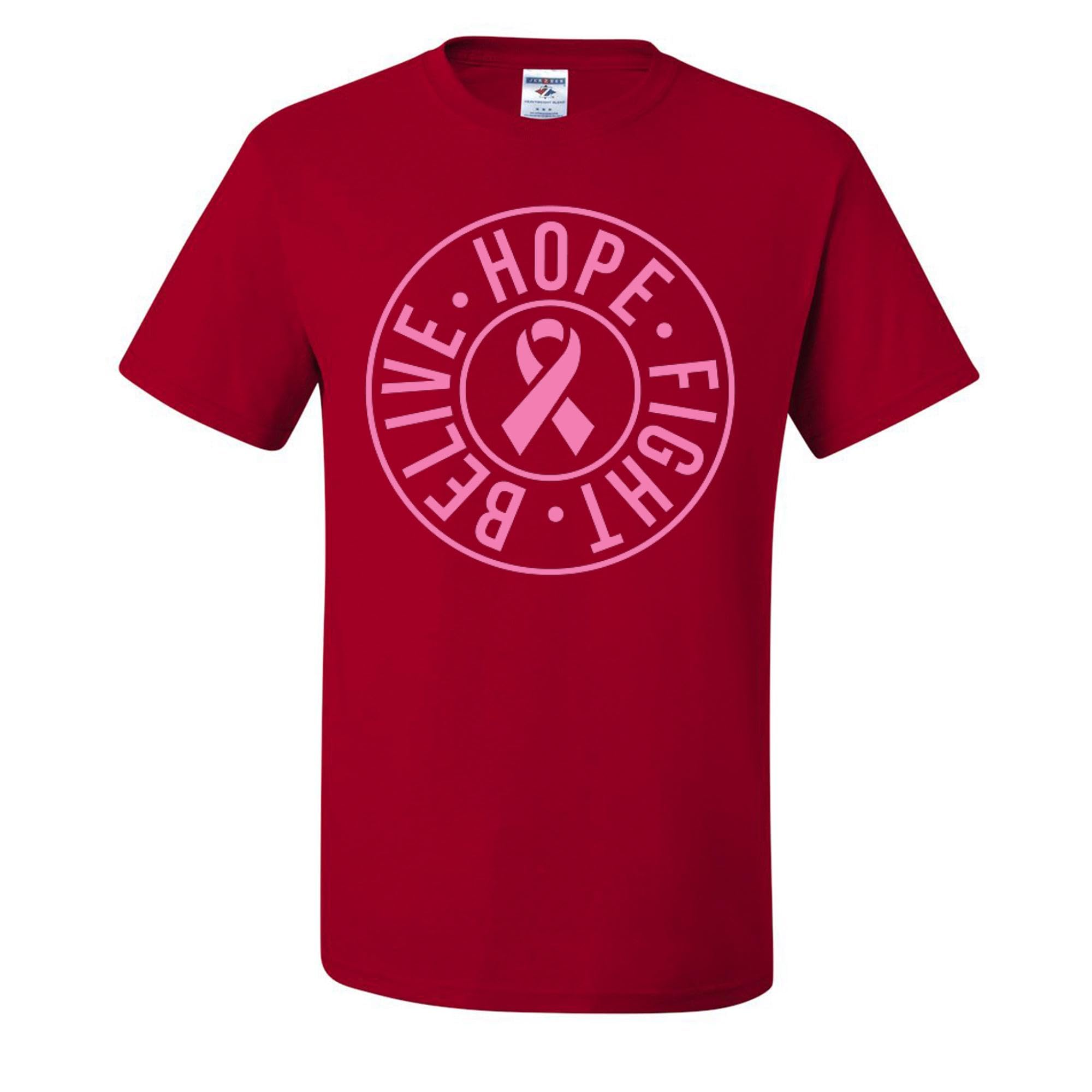 Wild Custom Apparel Believe Hope Fight Breast Cancer Awareness Graphic Men's T-Shirt - Comfortable Cotton Tee for Cancer Support & Awareness Events