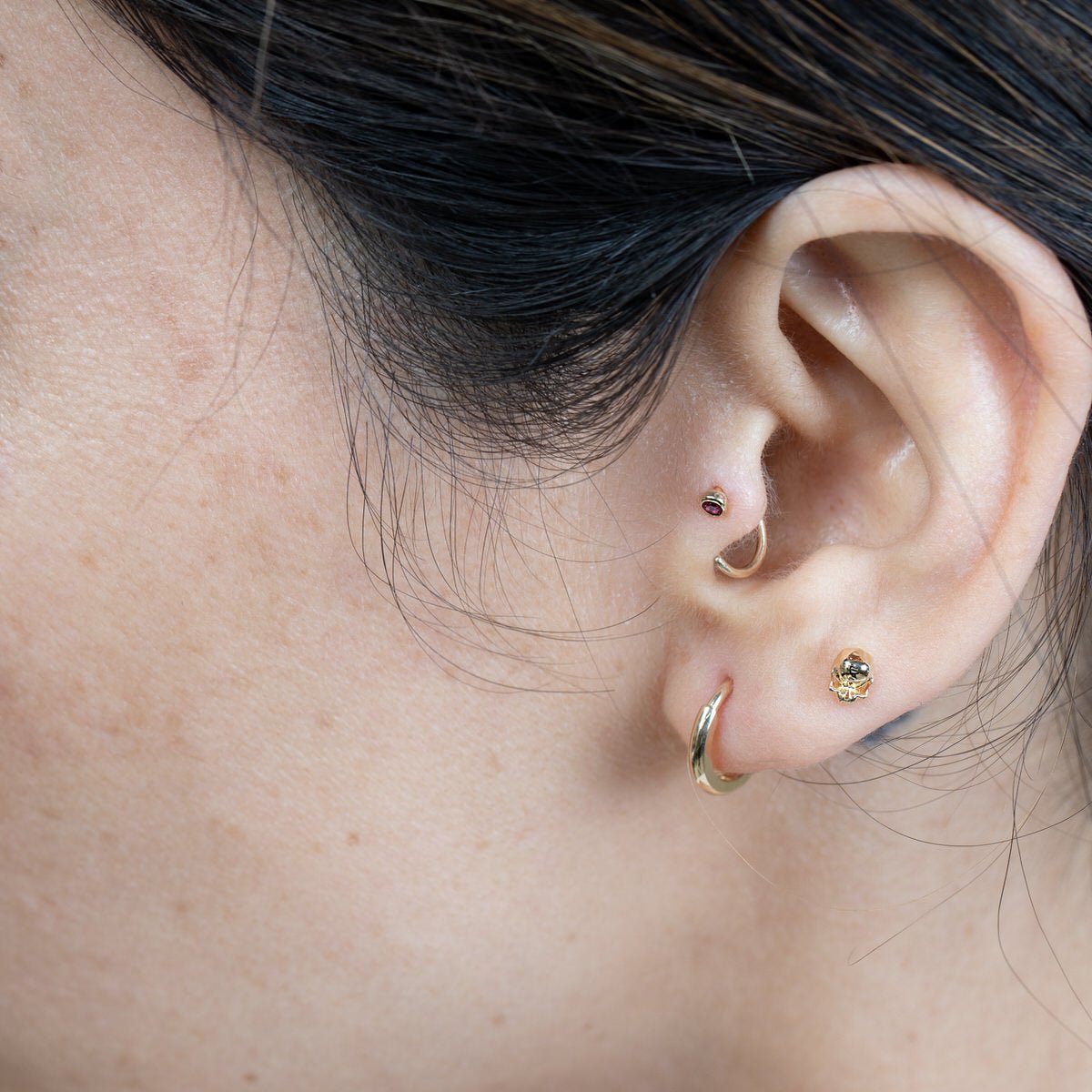 14k White Gold Sassy Skull Flat Back Stud Earrings - Perfect for Gothic, Punk & Alternative Fashion Lovers