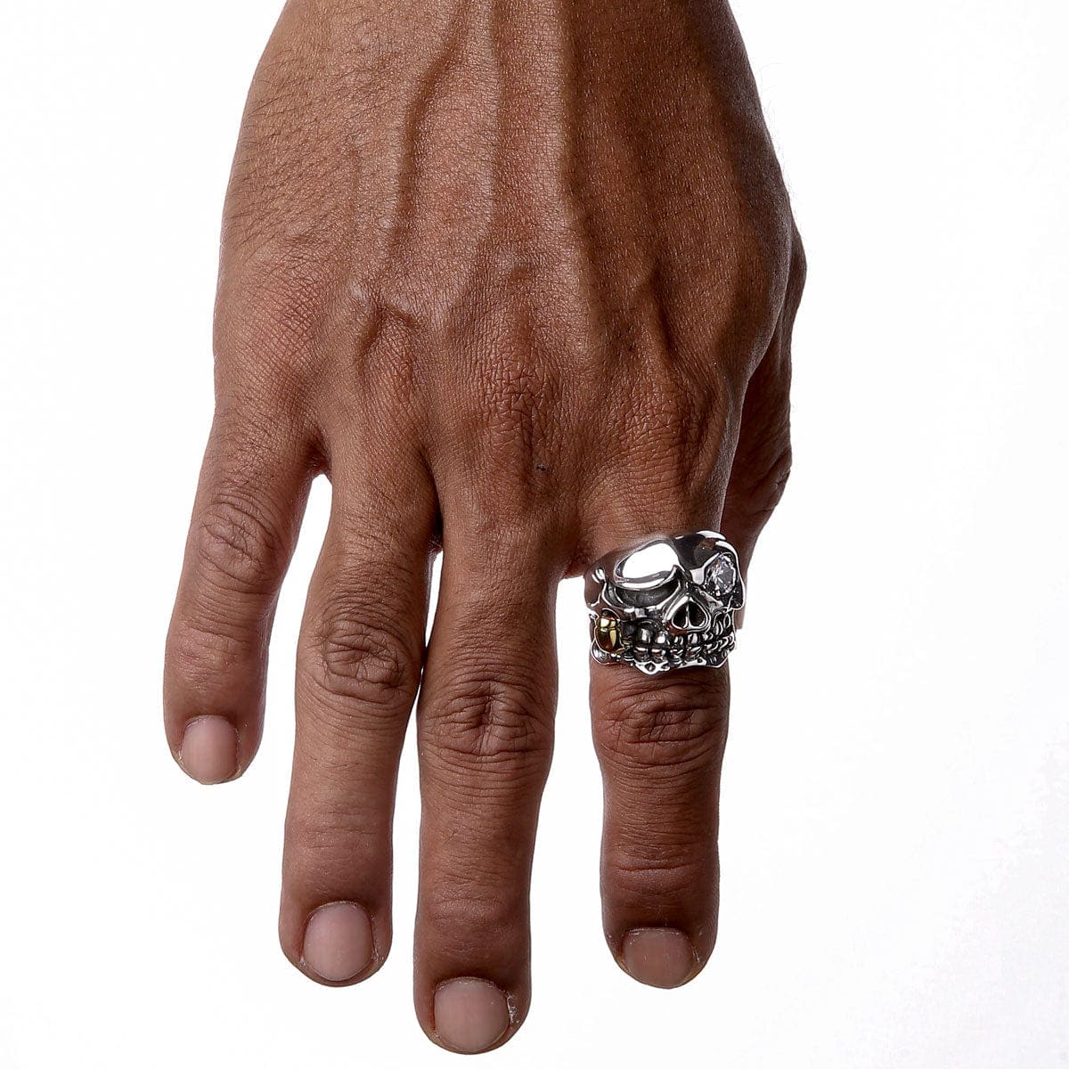 Stylish Mafia Skull Sterling Silver Biker Ring for Men - Gothic Punk Jewelry for Motorcycle Riders & Rock Fashion Lovers - Perfect for Biker Gangs, Halloween & Edgy Outfits