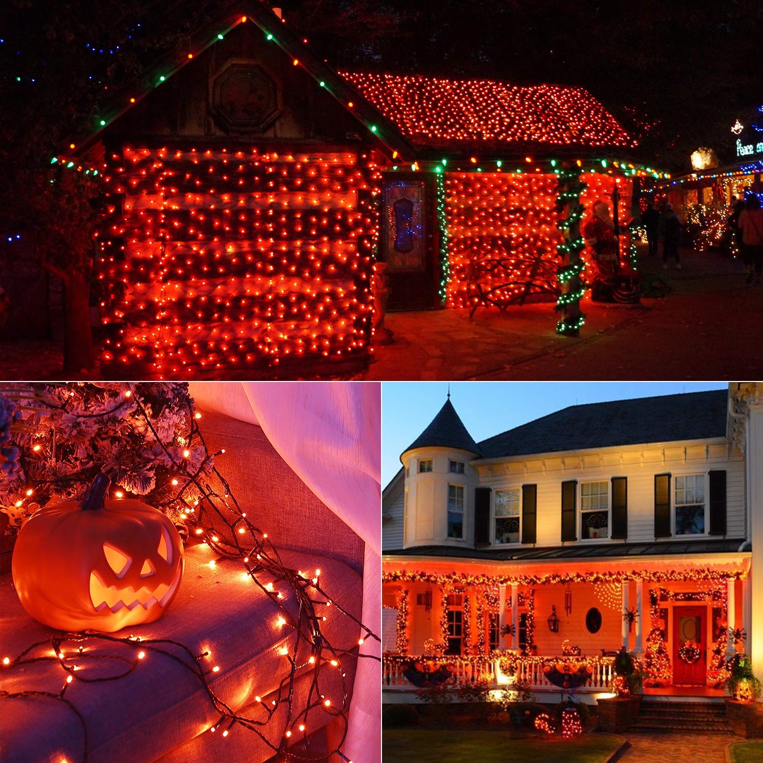 BrizLabs 78.74ft 240 LED Orange String Lights - Waterproof Halloween & Christmas Outdoor Decor with 8 Lighting Modes, Connectable Plug-in Mini Lights for Trees, Parties, and Home Decoration
