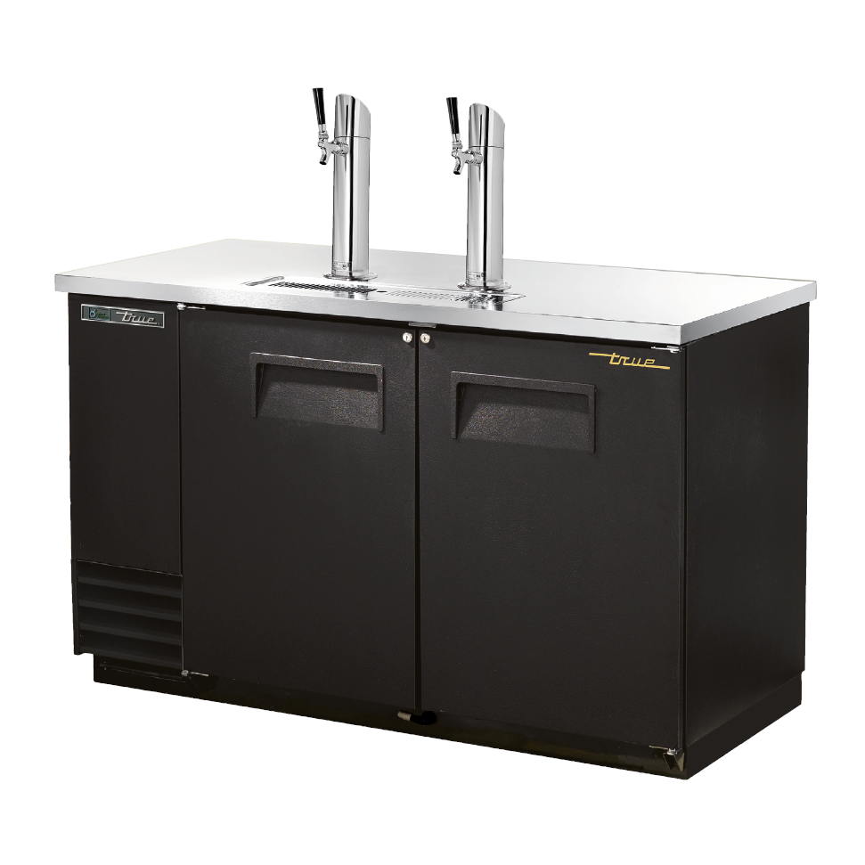 True 24 Draft Beer System with 2 Taps & 2 Keg Capacity - Commercial & Home Bar Beer Dispenser, Black Exterior - Perfect for Parties, Pubs, and Restaurants