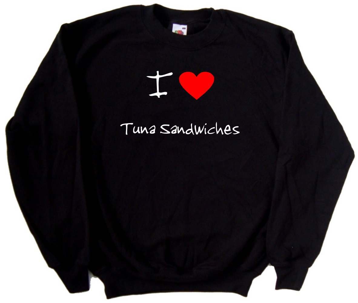 I Love Heart Tuna Sandwiches Black Sweatshirt - Cute Graphic Pullover for Women | Perfect for Casual Wear, Date Nights & Tuna Lovers