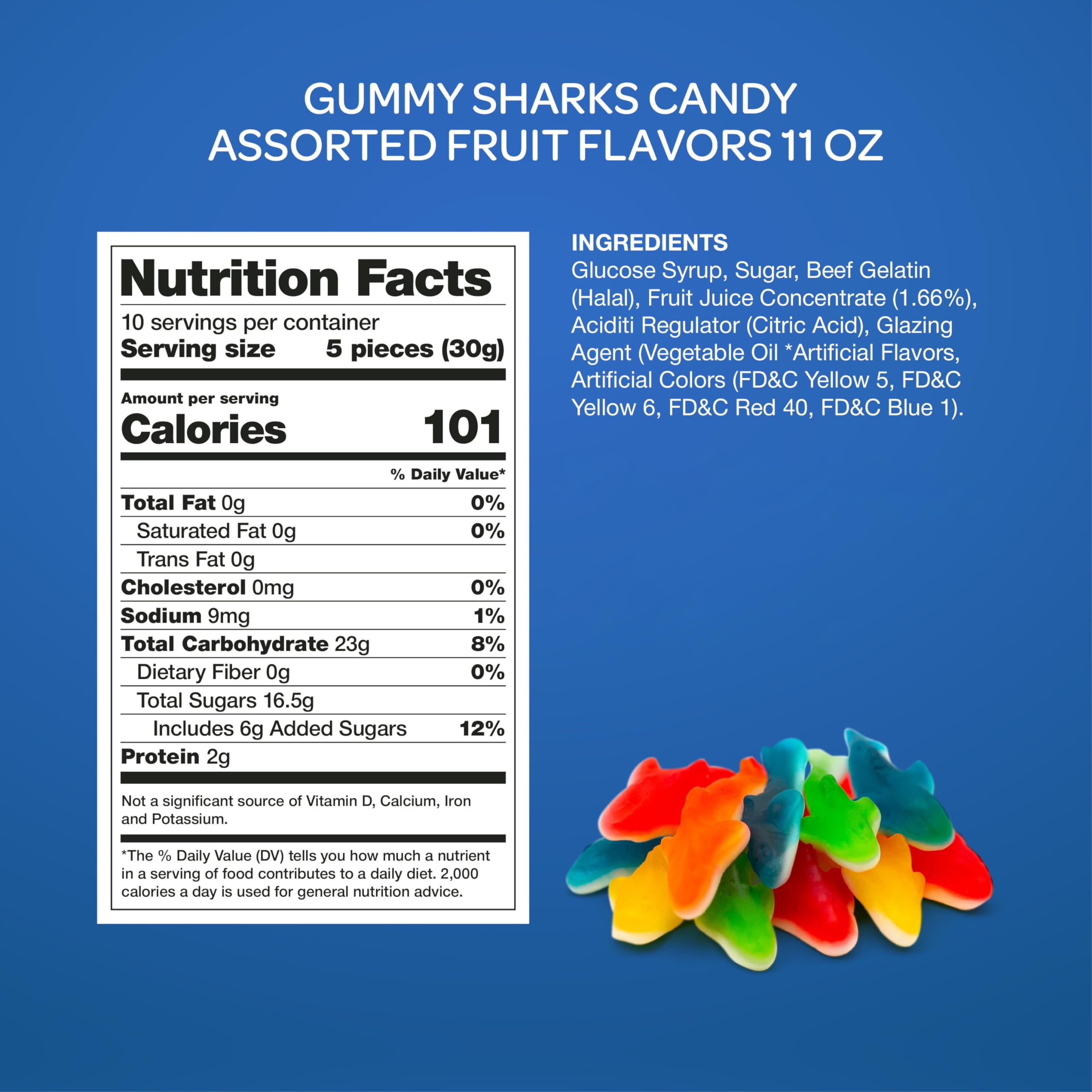 Gummy Sharks Candy - 11oz Pack - Assorted Fruit Flavors - Perfect for Birthday Parties, Movie Nights & Snack Time
