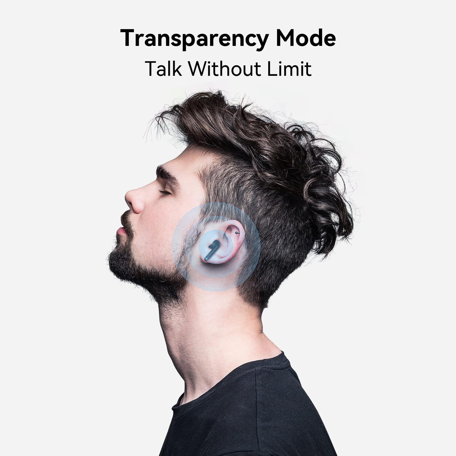 UMIDIGI AirBuds Pro Hybrid Active Noise Cancelling Wireless Earbuds with 6 Mics, Bluetooth 5.0 in-Ear Headphones, Transparency Mode, Deep Bass, 5 Size Ear Tips - Perfect for Workout, Commuting & Travel
