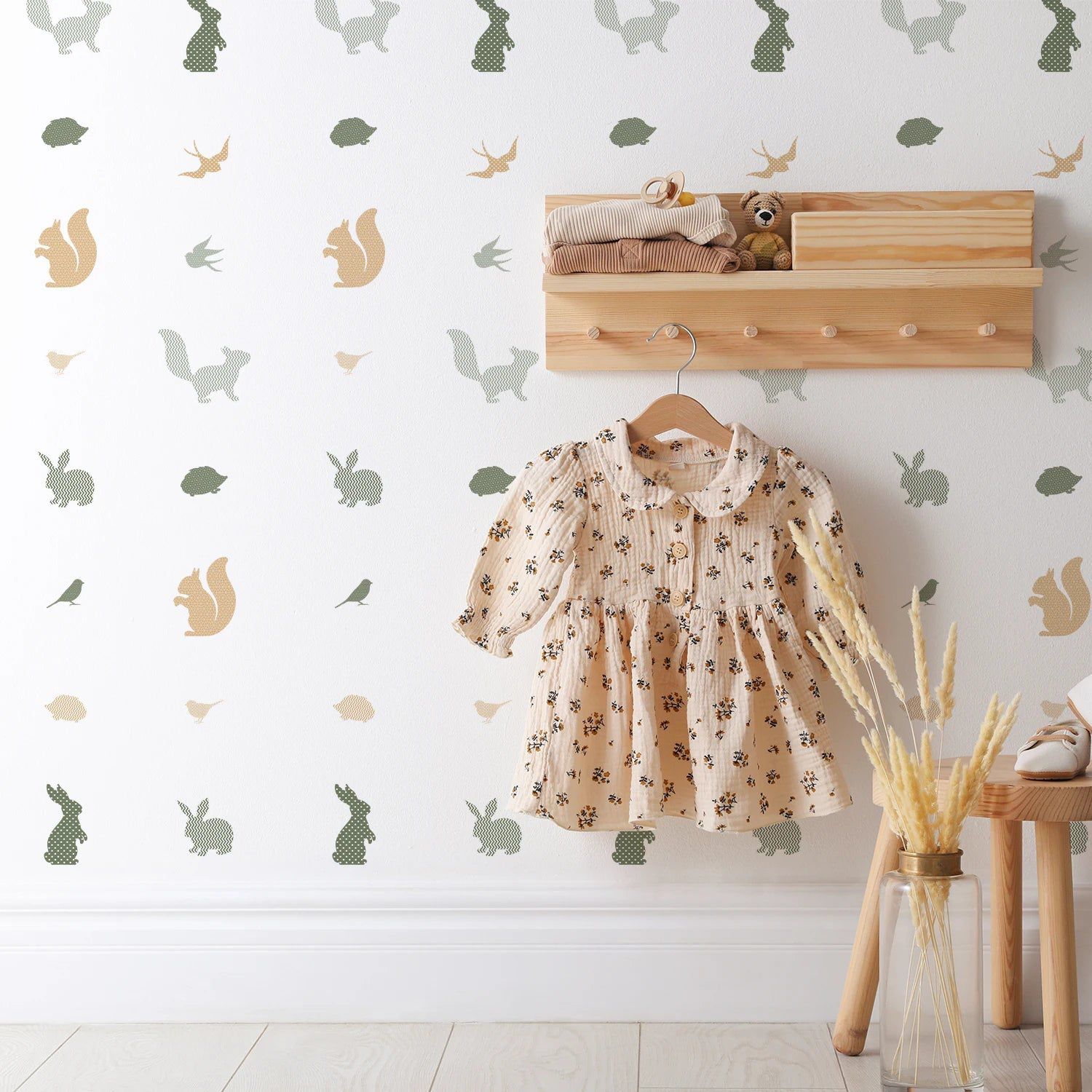 Boho Cartoon Animal Wall Stickers for Nursery - Self-Adhesive Removable Decals for Baby Room, Kids Bedroom & Playroom Decor (Set of 12) - Perfect for Nursery Themes, Toddler Room Design & DIY Wall Art Projects