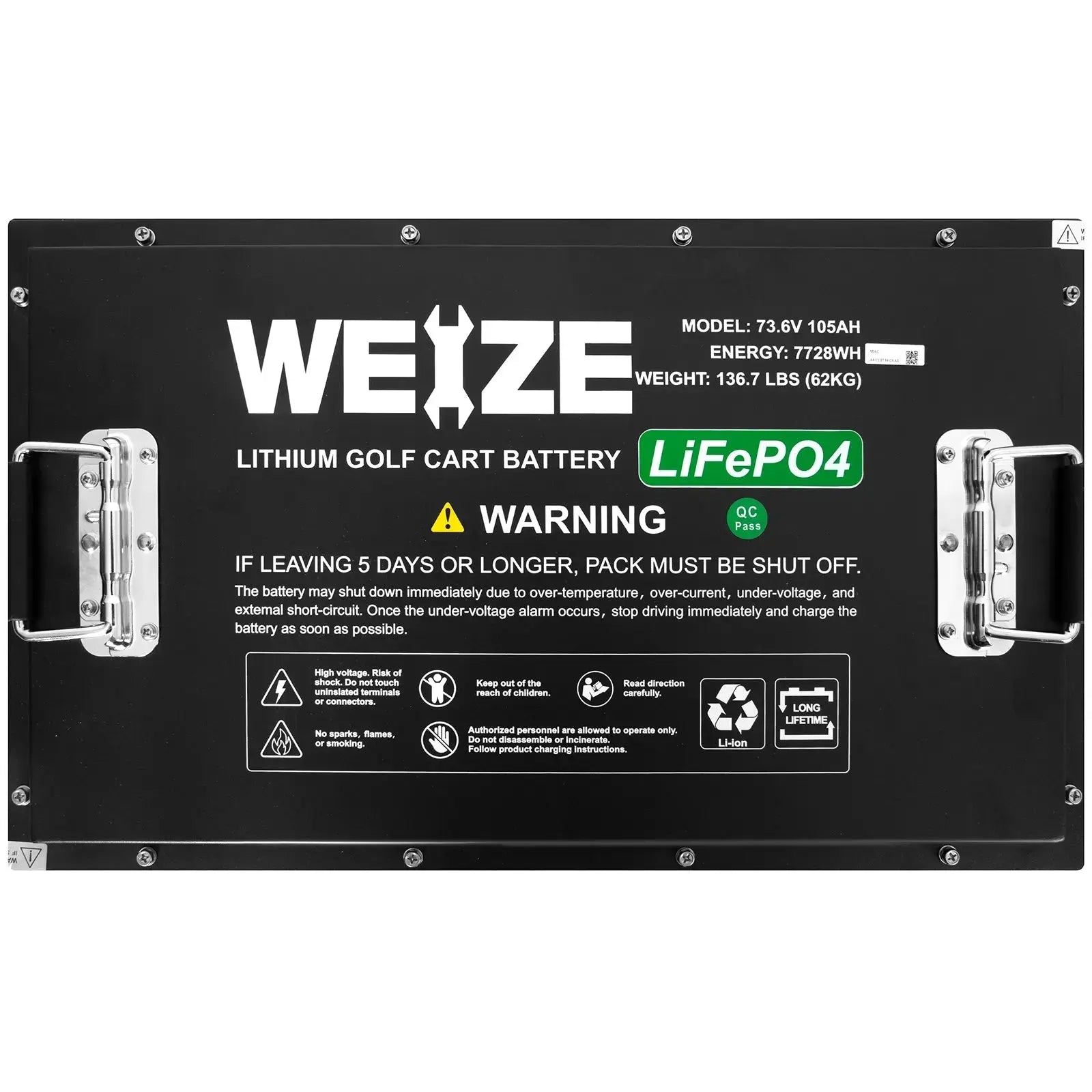 WEIZE 72V (73.6V) 105AH LiFePO4 Lithium Golf Cart Battery with Bluetooth - 7728Wh Deep Cycle Battery Kit for Electric Golf Carts, Scooters & Mobility Vehicles - Perfect for Long Rides & Outdoor Adventures