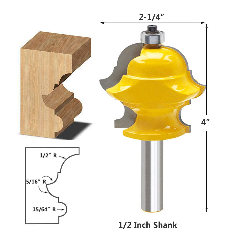Yakamoz 1/2 Inch Shank Multi-Profile Router Bit Set - Bullnose, Round Over, Cove & Ogee Molding Cutter for Woodworking | Perfect for Cabinet Doors, Furniture Edging & DIY Home Decor Projects