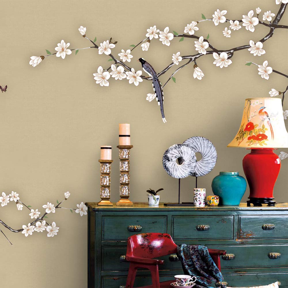 IDEA4WALL Chinese Style Removable Wallpaper - Peel and Stick Wall Murals for Bedroom (66x96 inches) | Easy DIY Home Decor for Living Room, Nursery & Apartment