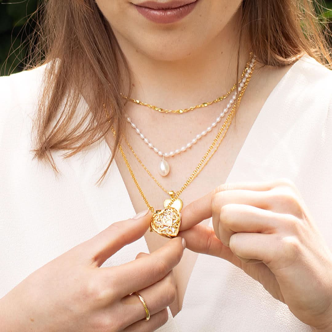 Gold Key Locket Necklace - Elegant Jewelry for Women | Perfect Gift for Birthday, Anniversary & Special Occasions