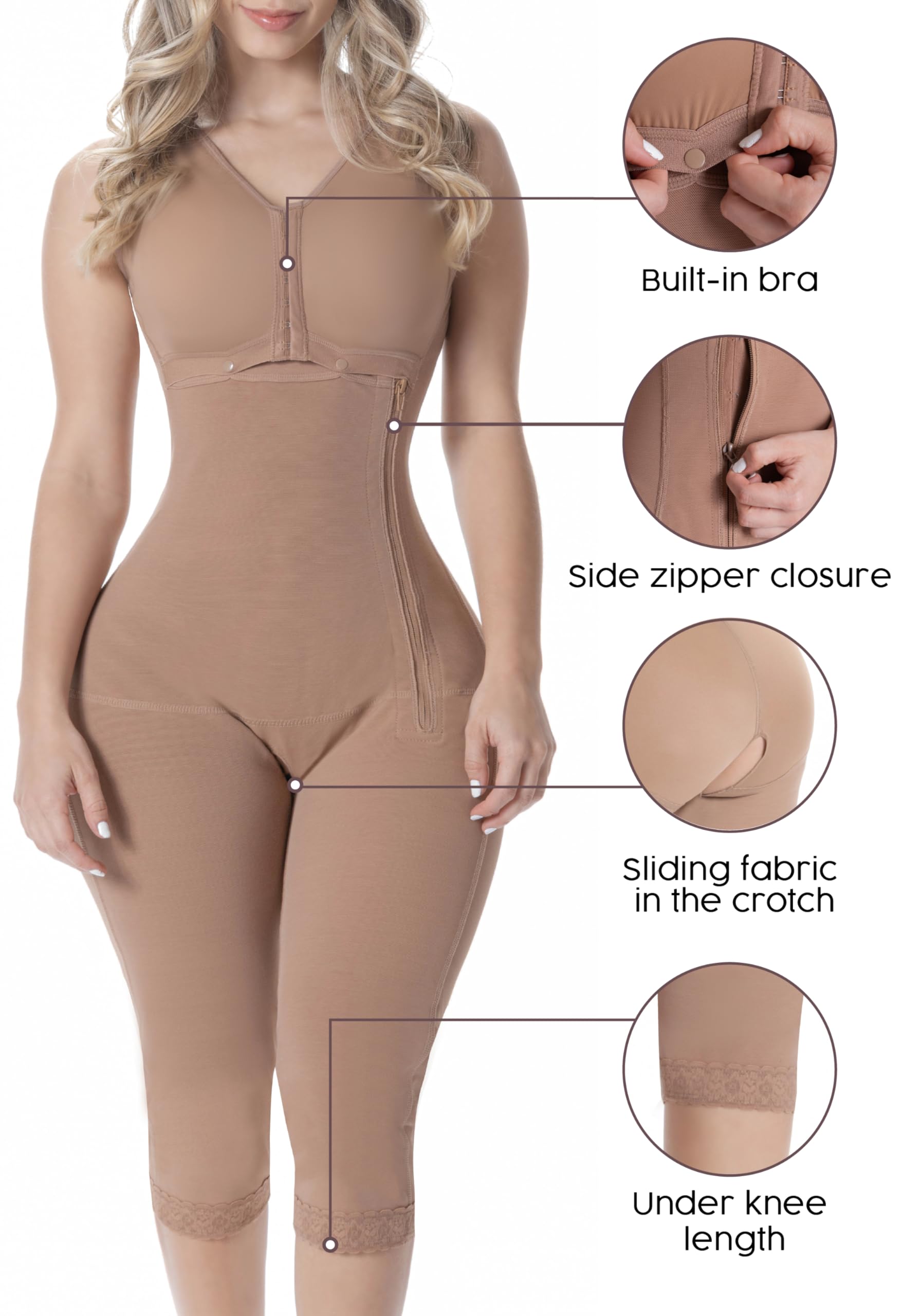 Sonryse S010 Colombian Post-Surgery Compression Garment for Women - Stage 1 BBL, Tummy Tuck & Lipo Recovery - Breathable Waist Trainer & Body Shaper for Postpartum, Weight Loss & Everyday Wear
