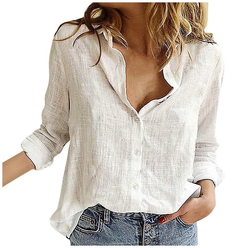 Women's Fashion Blouses - Button Down V-Neck Short Sleeve Collared Shirts with Pockets | Casual Tops for Work, Office & Everyday Wear