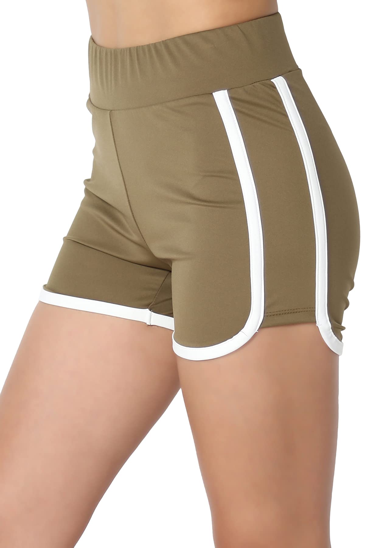 TheMogan Women's High Waisted Athletic Running Shorts - Quick Dry Workout Biker Shorts for Gym, Yoga & Outdoor Sports | Comfortable Stretchy Dolphin Hem Design