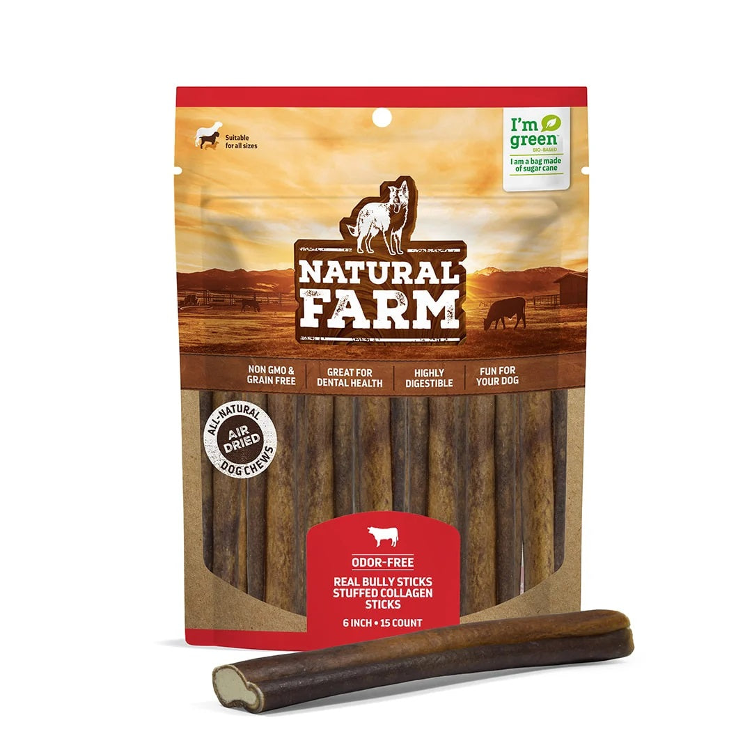 Premium Beef Collagen Sticks for Dogs - Natural Chew Treats, 6 Inch Long-Lasting Dental Chews for Medium & Large Breeds - High Protein Dog Snacks for Teeth Cleaning & Joint Health - Perfect for Training Rewards & Anxiety Relief