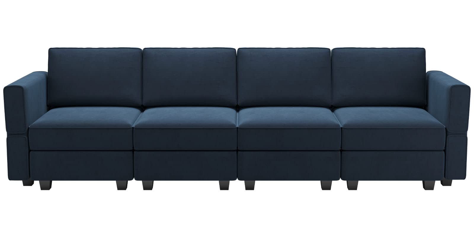 Belffin Modular Sectional Sofa with Storage Seats - Velvet Upholstered Living Room Couch in Blue | Perfect for Small Spaces, Apartments & Cozy Home Decor
