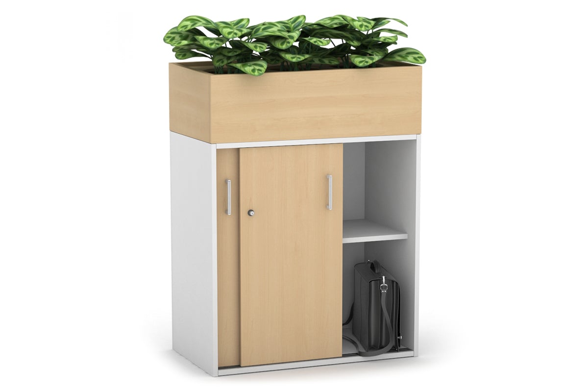 Uniform Medium Credenza with Planter Box - 800W x 1125H x 428D - Modern Storage Cabinet for Living Room, Bedroom or Office - Perfect for Home Organization and Indoor Plant Display