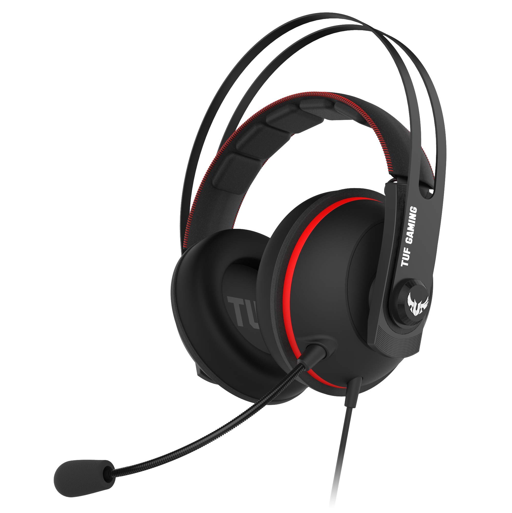 ASUS TUF Gaming H7 Wired Gaming Headset for PC & PS4 - 7.1 Virtual Surround Sound, Comfortable Eyewear-Friendly Ear Cushions - Red | Perfect for FPS, RPG & Online Multiplayer Gaming Sessions