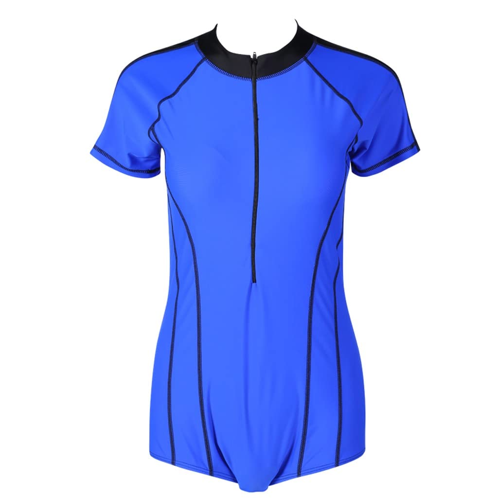 MMLLZEL Women's One Piece Swimsuit with Sleeves & Zipper - Sporty Shorts Bathing Suit for Summer - Plus Size 3XL - Perfect for Beach, Pool & Water Sports (Color: A)