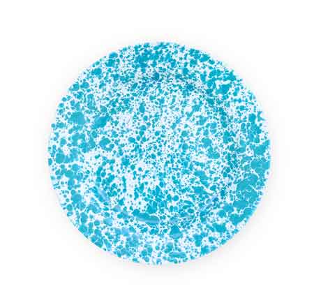 Crow Canyon Enamel Dinner Plates Set of 4 - 10.25 Inch Turquoise Marble Stoneware Plates for Everyday Dining & Entertaining | Rustic Farmhouse Kitchenware