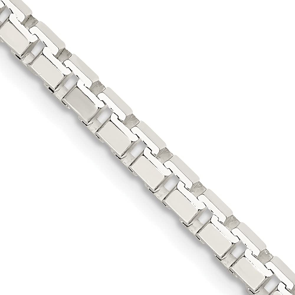 Black Bow Jewelry 3.8mm Sterling Silver Diamond Cut Octagonal Box Chain Necklace for Women, Perfect for Everyday Wear, Gifts, and Special Occasions