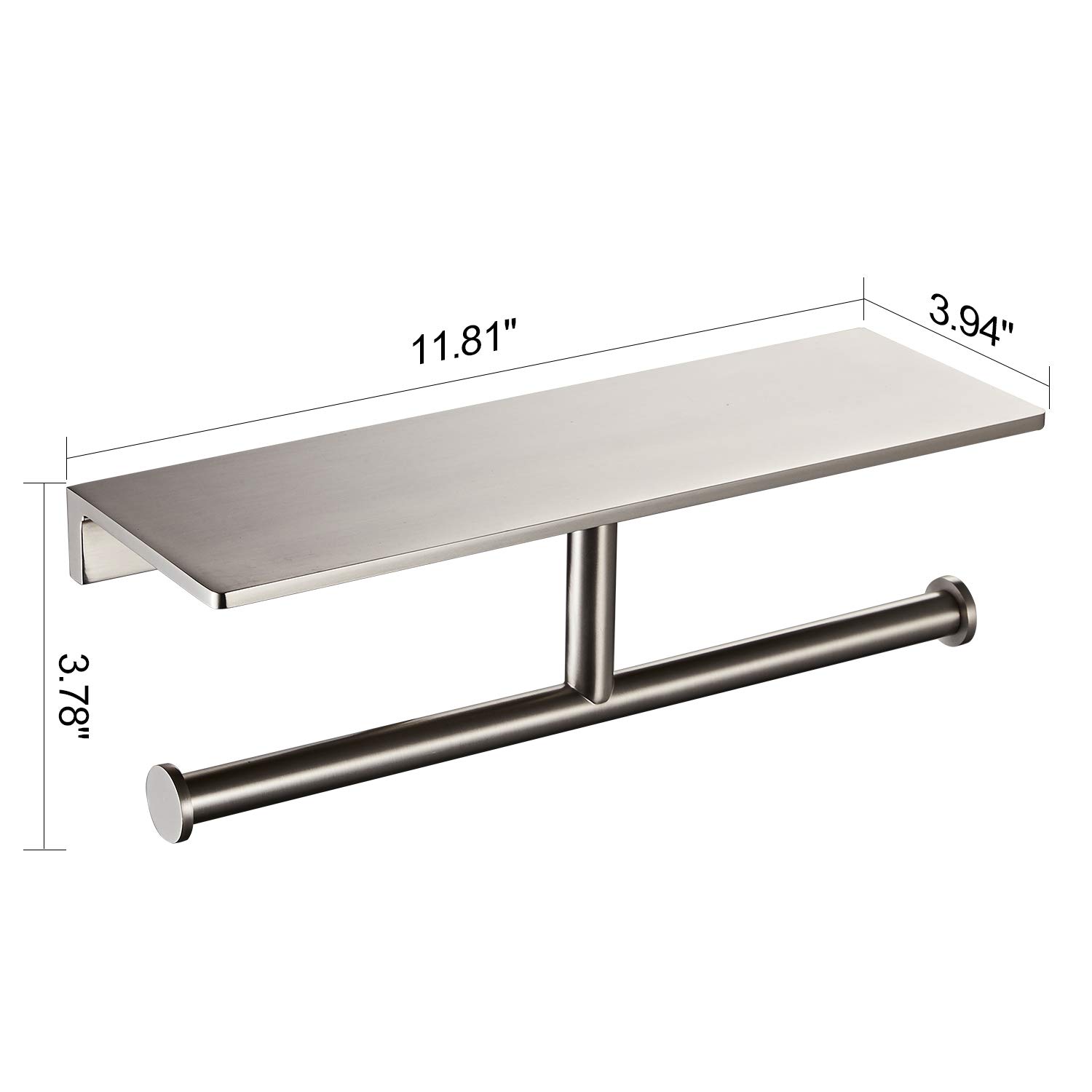 Premium Double Roll Toilet Paper Holder with Shelf - Solid Brass Hotel Style Tissue Dispenser - Polished Nickel Finish - Bathroom Storage Solution for Luxury Homes & Hotels