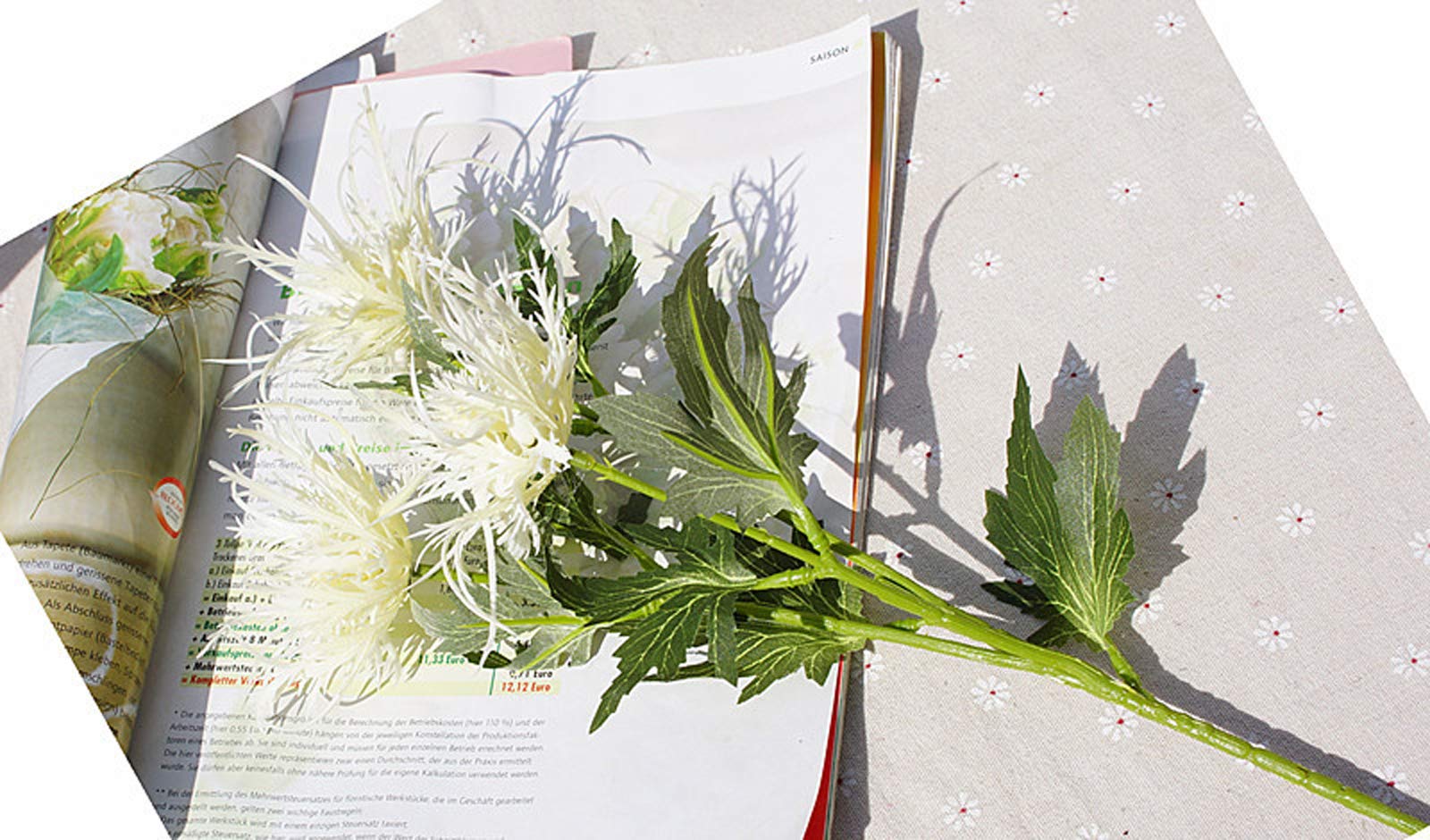 6 Sets Artificial Eryngium Foetidum Flowers - Fake Thistle Spray Sea Holly Plants for Home Wedding Party Decor (White) | Perfect for Centerpieces, Bouquets, and DIY Floral Arrangements