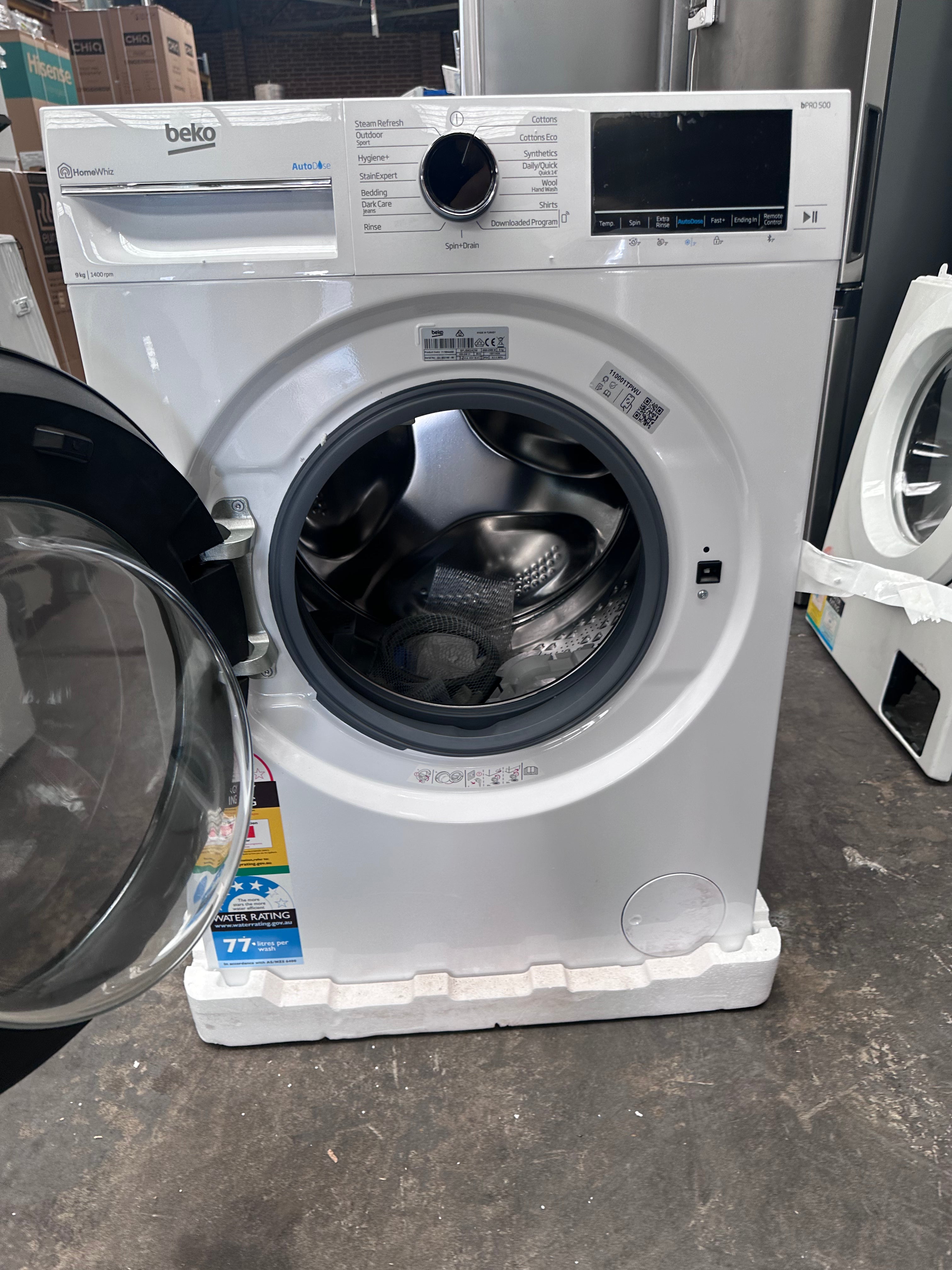 Beko BFLB902ADW 9kg Auto Dose Front Load Washing Machine - Factory Second | Energy Efficient & Quiet Laundry Appliance for Apartments & Small Homes