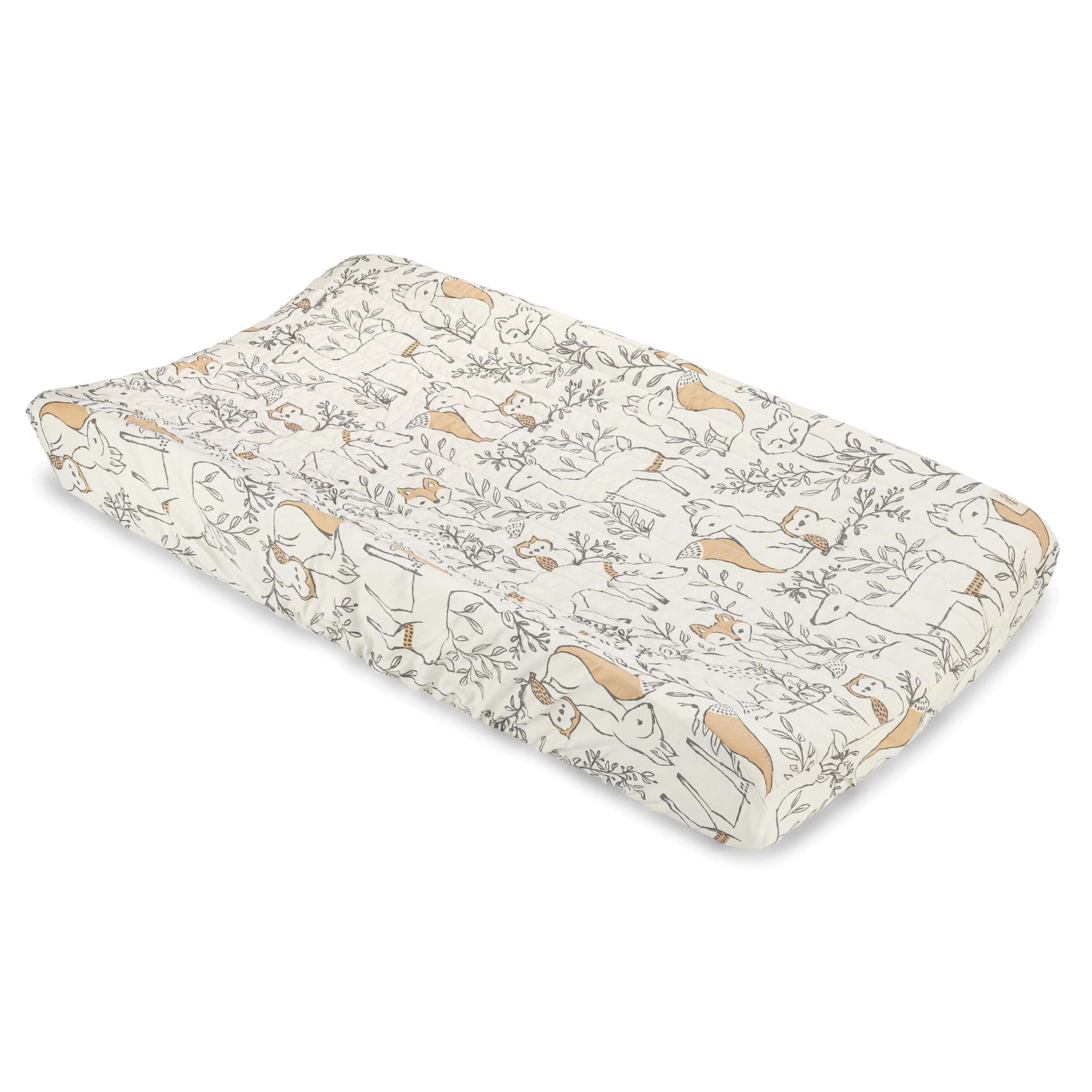 Crane Baby Parker Quilted Changing Pad Cover - Soft Waterproof Nursery Changing Table Cover for Newborns & Infants - Perfect for Diaper Changes at Home or Daycare