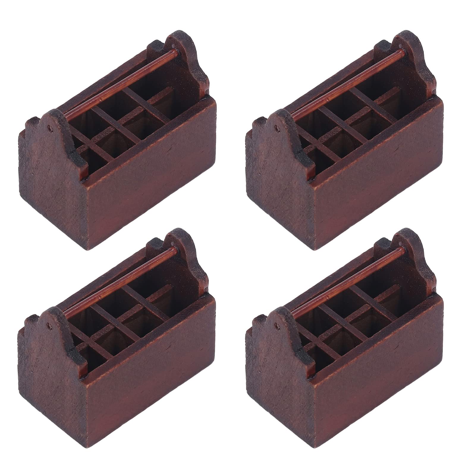 Alomejor 4 Pcs Miniature Wooden Retro Toolbox Set - Vintage Dollhouse Accessories for DIY Doll House Decor & Crafts | Perfect for Collectors, Model Train Scenes & Fairy Garden Displays